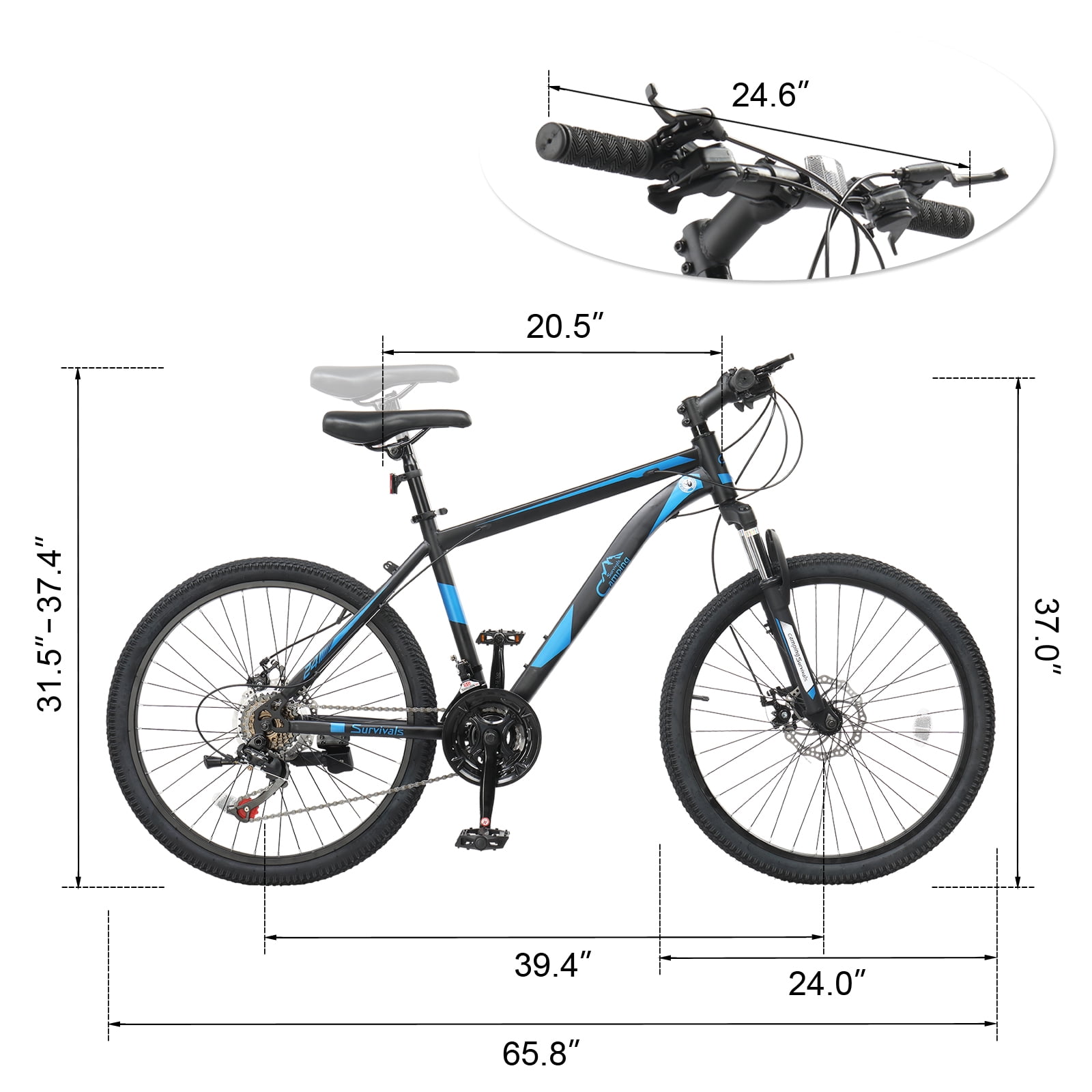 UBesGoo Mountain Bike 21-Speed Adult Trail Bicycle with Disc Brakes and Suspension (Black, 24 in) le69p