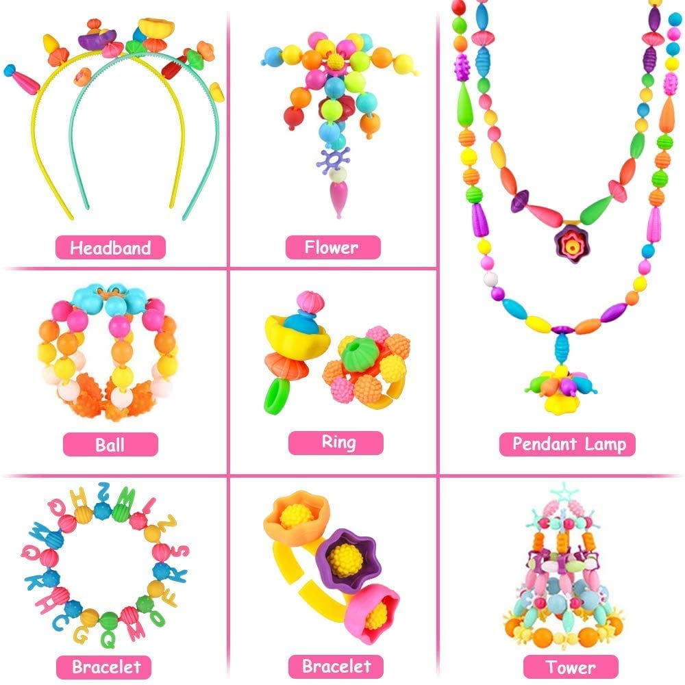 Somnr Pop Beads Jewelry Making Kit, DIY Arts and Crafts Set for Kids (Multicolor, 700+ Pieces) 1sgx0