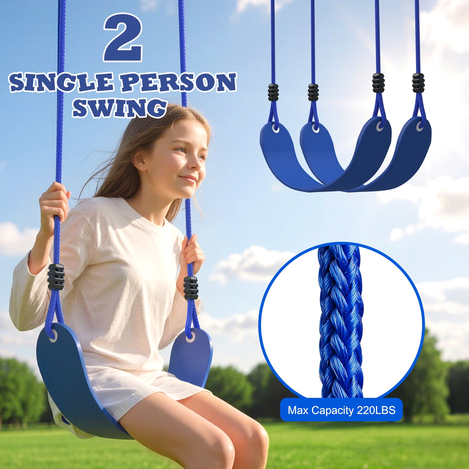 SMkidsport Metal Swing Set with Slide and 6ft Climbing Dome (Blue, 500 lb Capacity) zyj0v