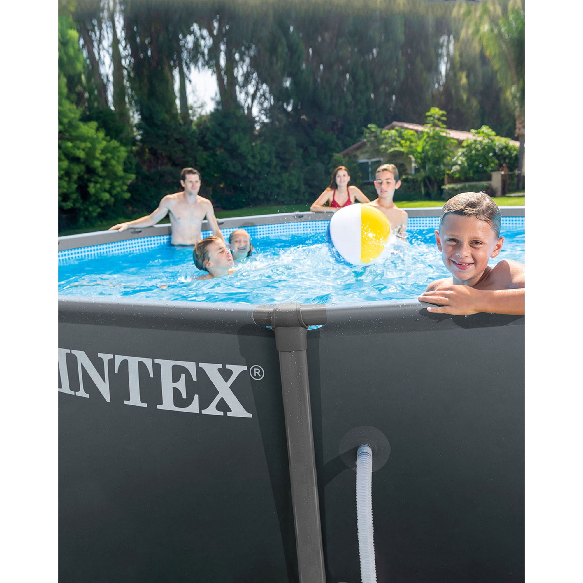 Intex Ultra XTR Frame Above Ground Pool Set with Sand Filter Pump (Dark Gray, 16 ft x 48 in) 34z9g