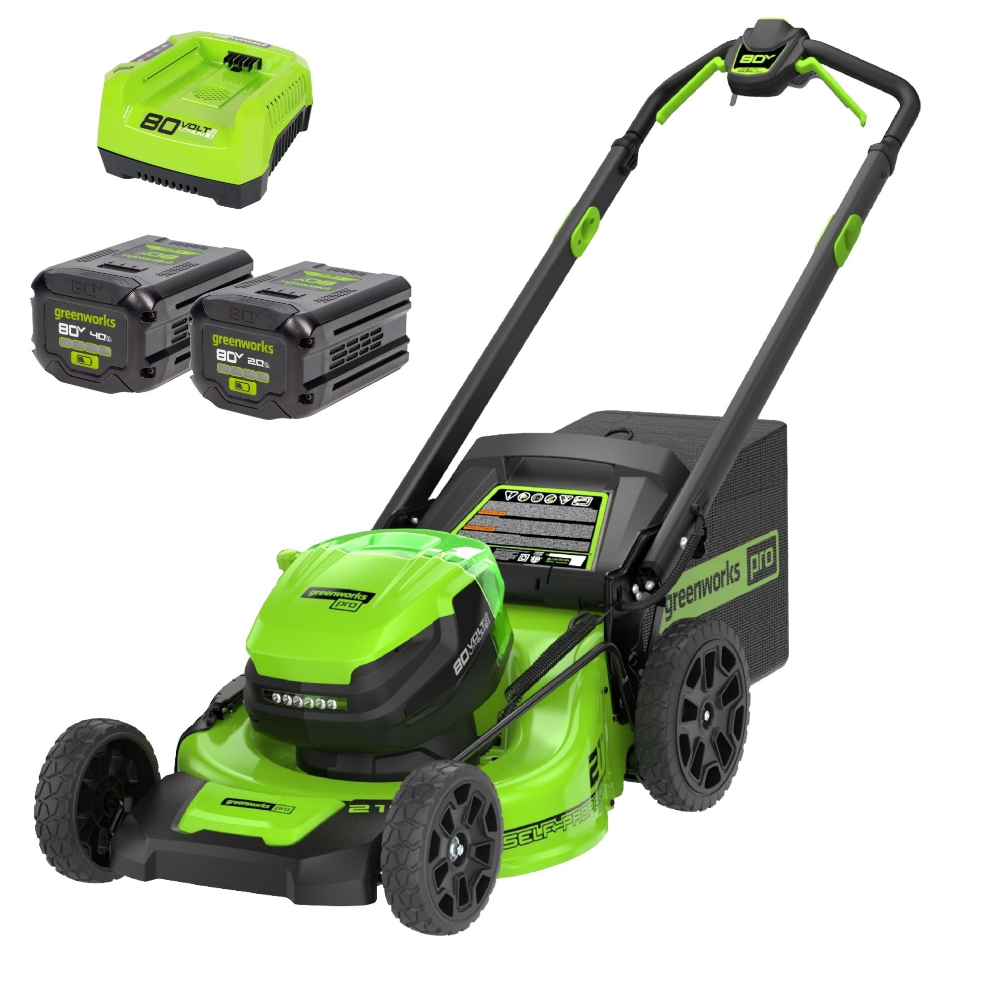 Greenworks 80V 21 in Cordless Self-Propelled Lawn Mower with 4.0Ah and 2.0Ah Batteries (Green, 21 in) nizz4