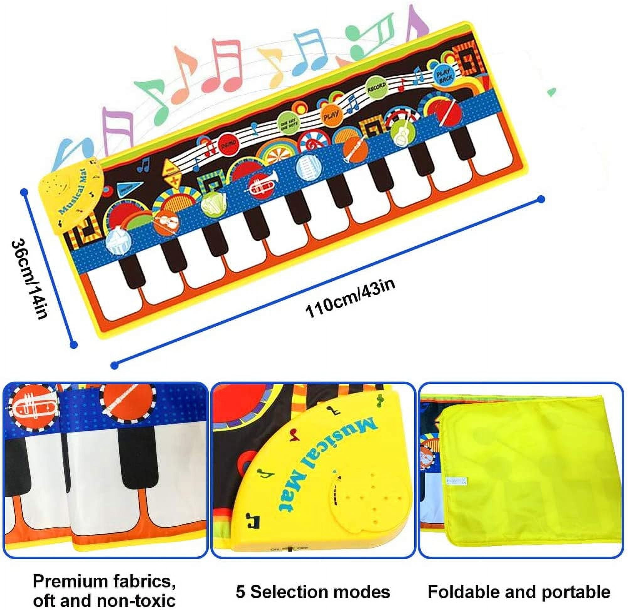 Somnr Piano Play Music Mat for Kids, Interactive Floor Keyboard with 8 Musical Instruments (43 in x 14 in) 0qx8n