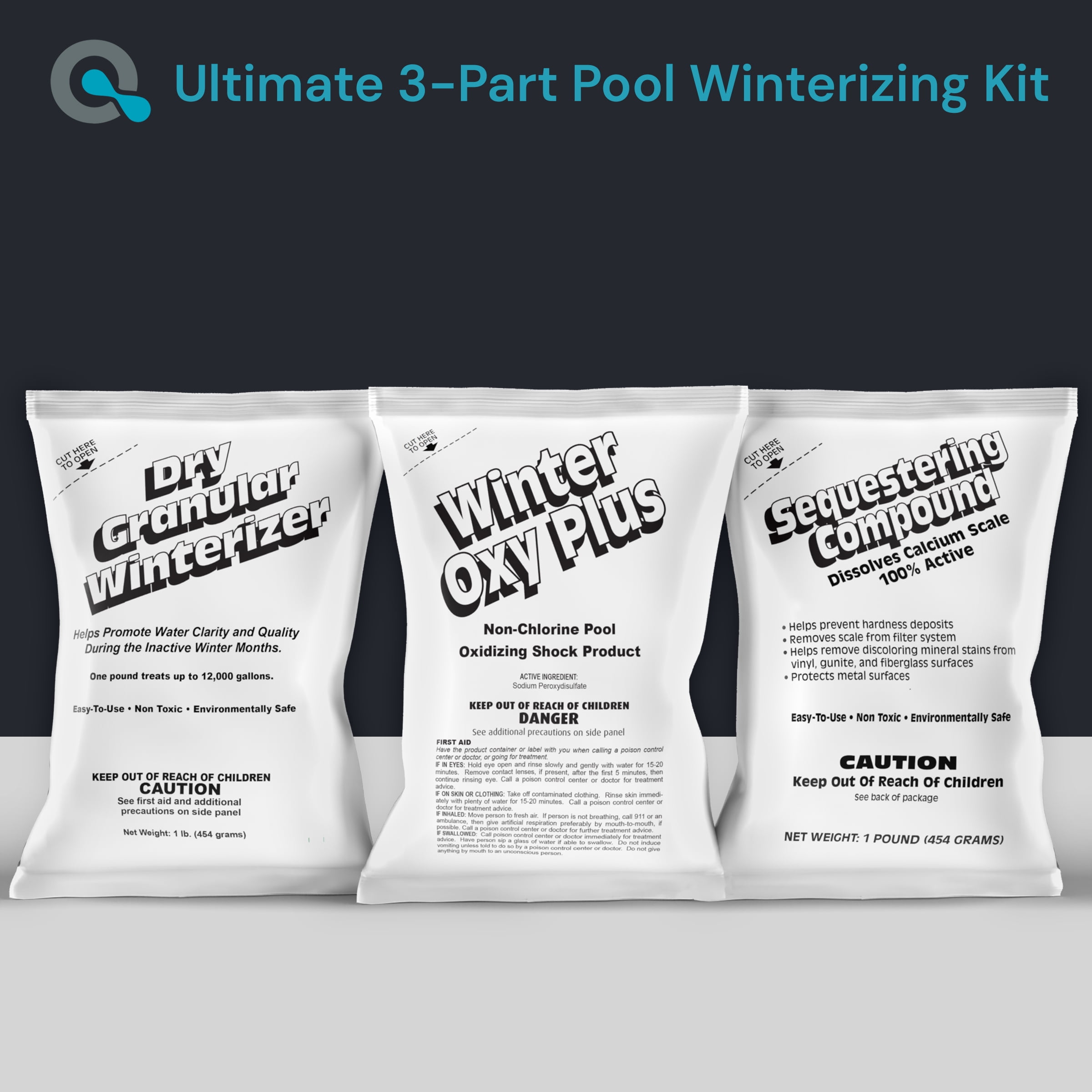 AquaDoc Pool Winter Closing Kit, 3-Part Winterizing Chemical Set for Above Ground & Inground Pools (Up to 12,000 Gallons) 6qivh