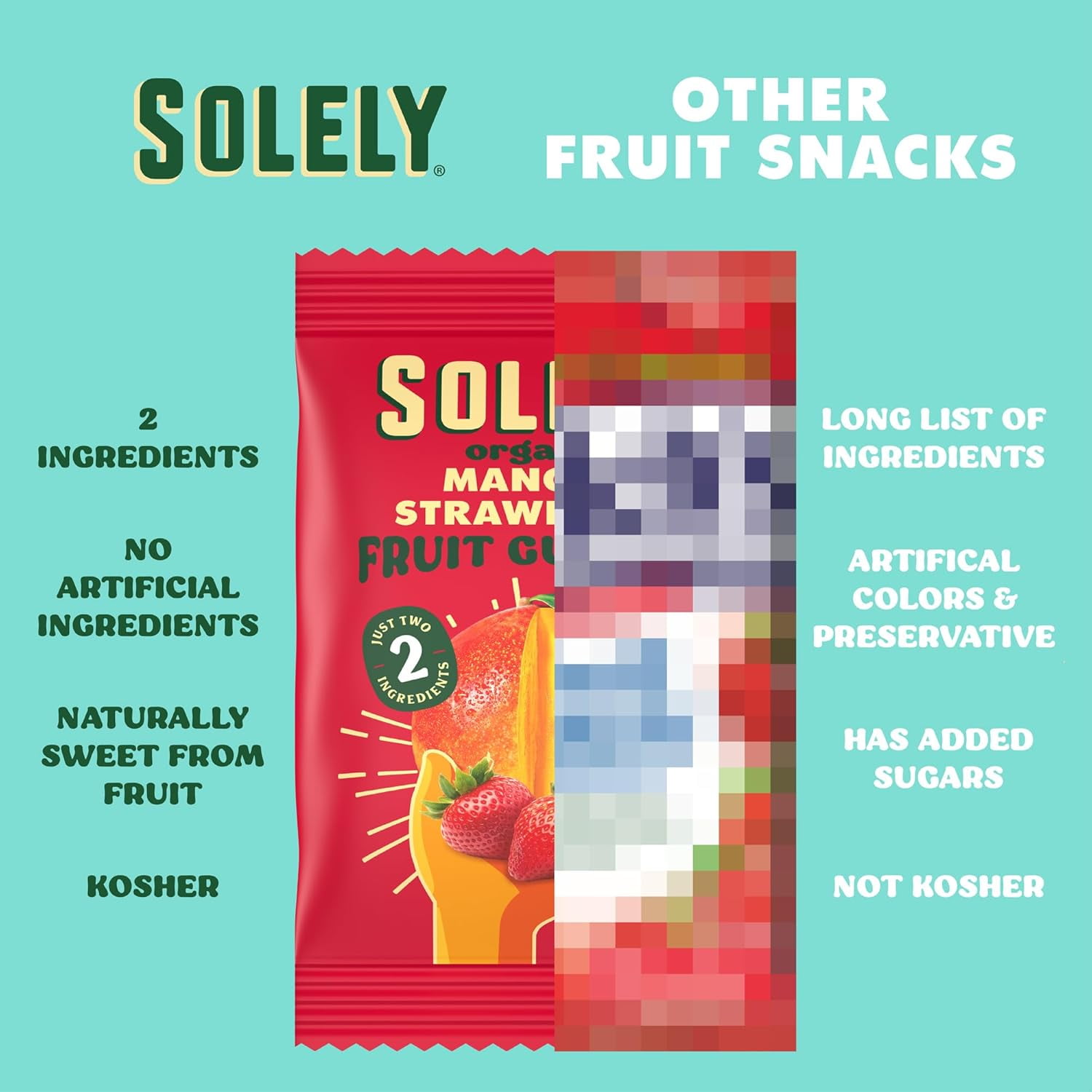 Solely Organic Mango & Strawberry Whole Fruit Gummies (Real Fruit Snack, Vegan, Non-GMO, 30 Bags) tqjow