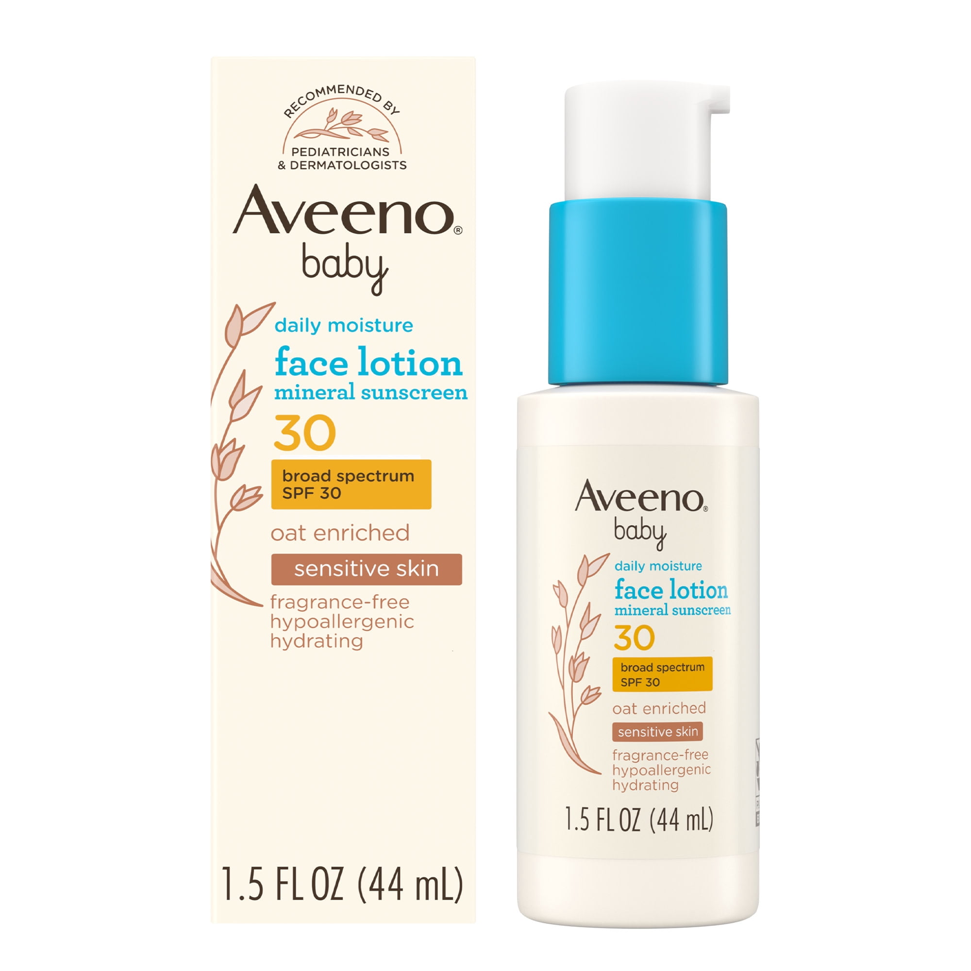 Aveeno Baby Daily Moisture Mineral Sunscreen Face Lotion (SPF 30, 1.5 fl oz) 3fauv