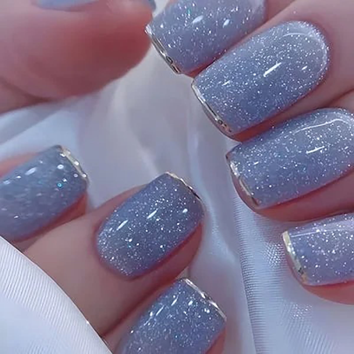 CurvLife Blue Magic Rose Press-On Nails (Short Square, Glitter, 30 Count) rr5he