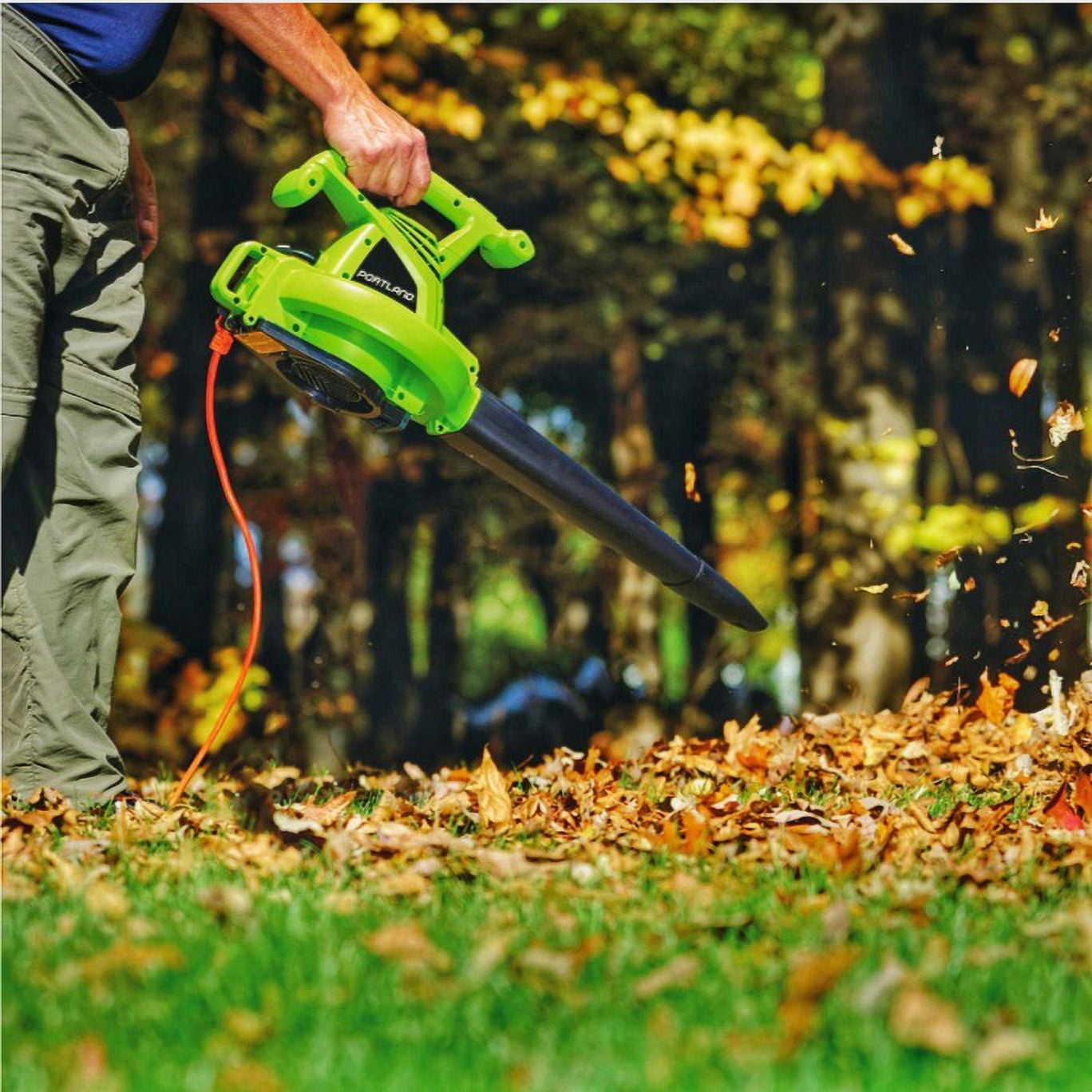 Portland Pilots 3-in-1 Electric Leaf Blower Vacuum and Mulcher (Green, 12 Amp) 21nze
