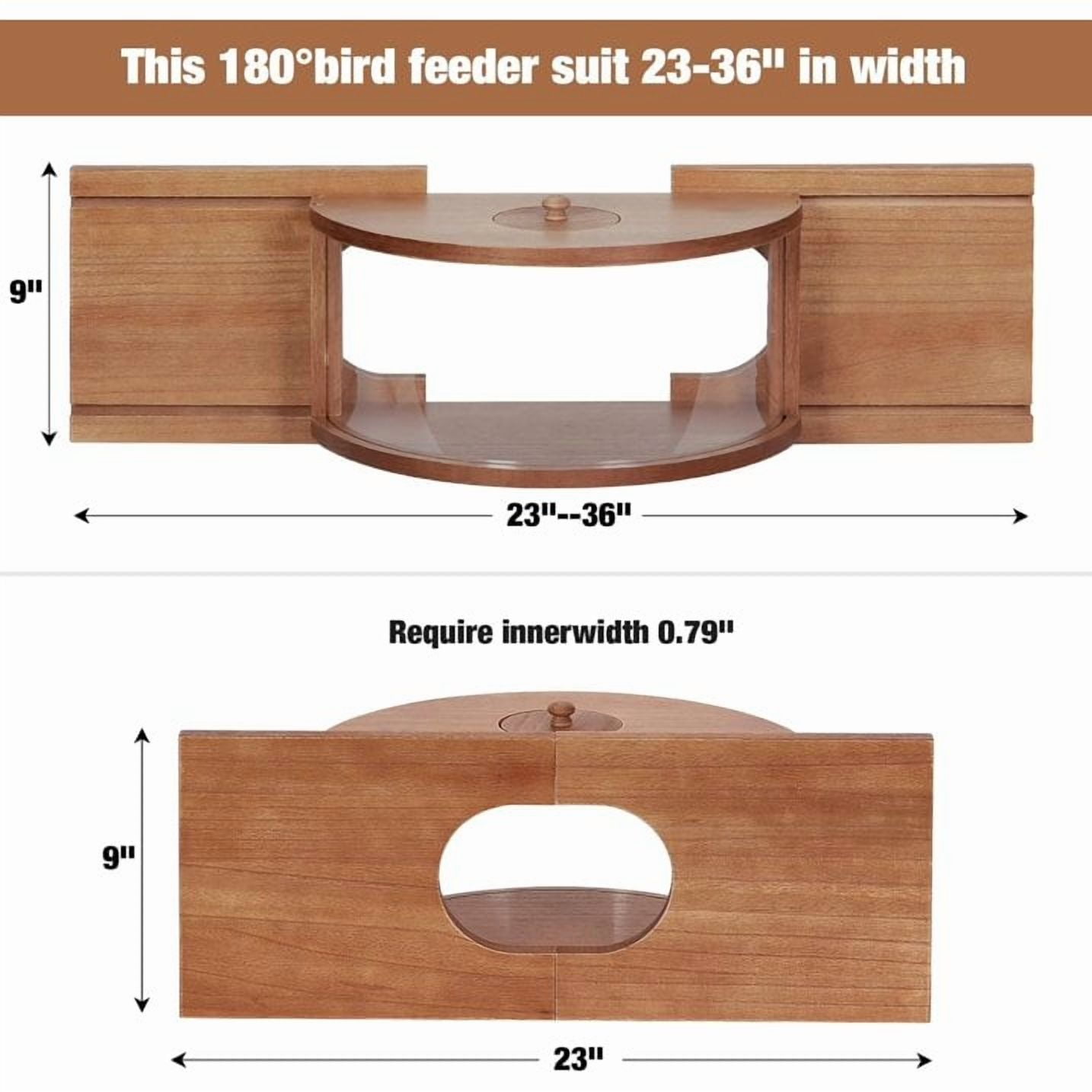 SNYNUXX Window Bird Feeder with 180° Clear View and Durable Wood Construction (Clear, 23-36 in) c29te