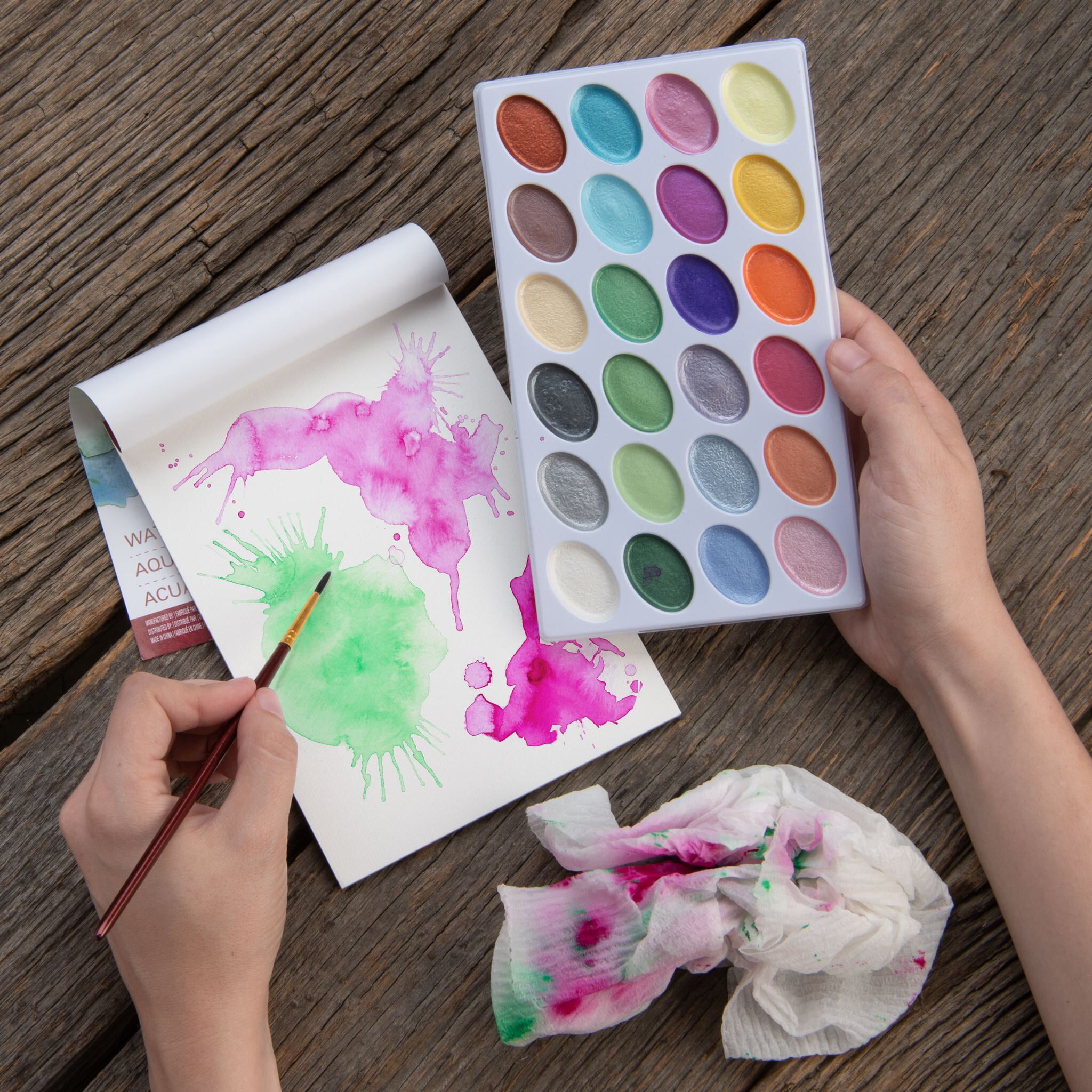 Royal & Langnickel Essentials Pearlescent Watercolor Painting Art Set (Black, 26pc) n4tdt