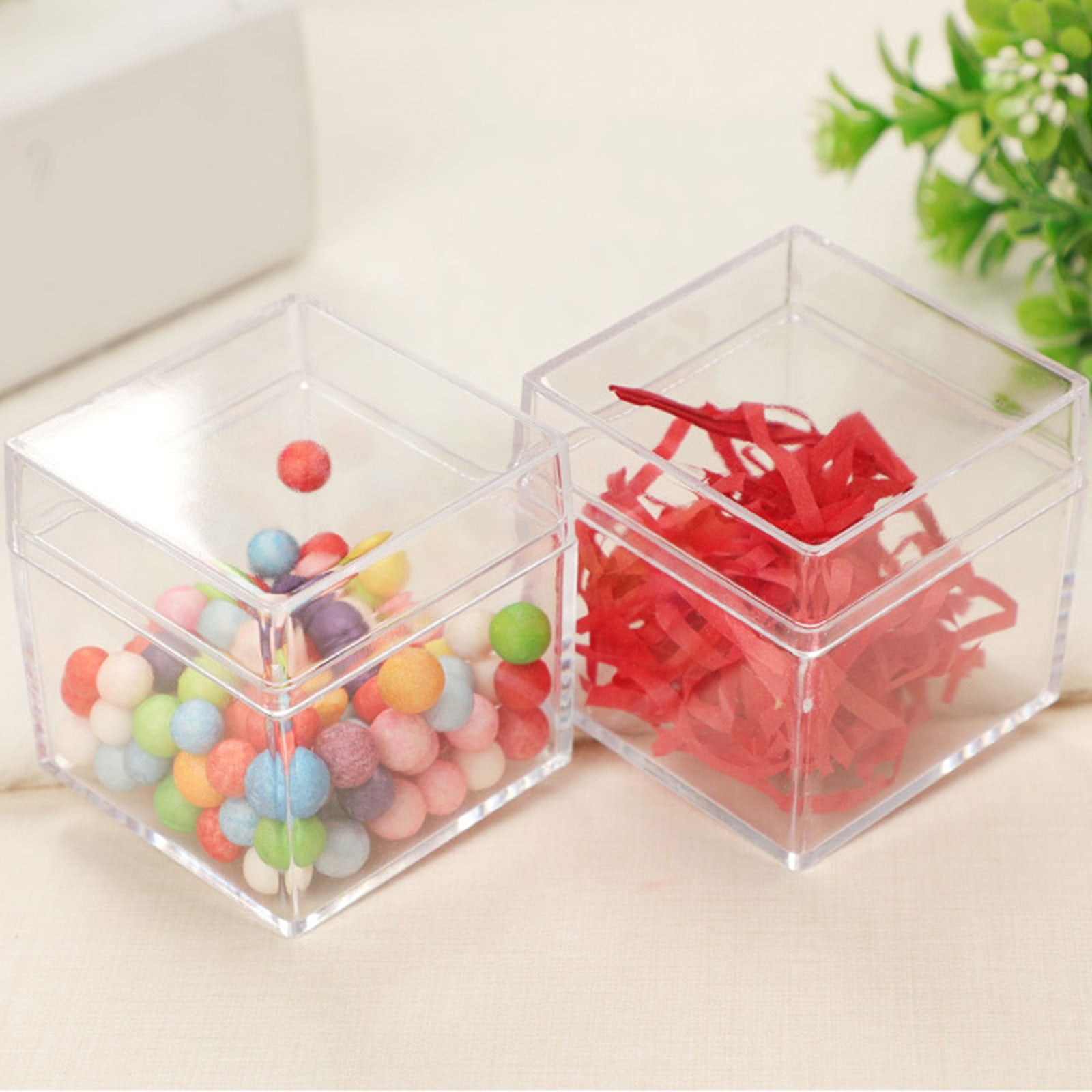JingChun Transparent Square Storage Box with Lid for Jewelry and Candy (Clear, 12 Pack) naart