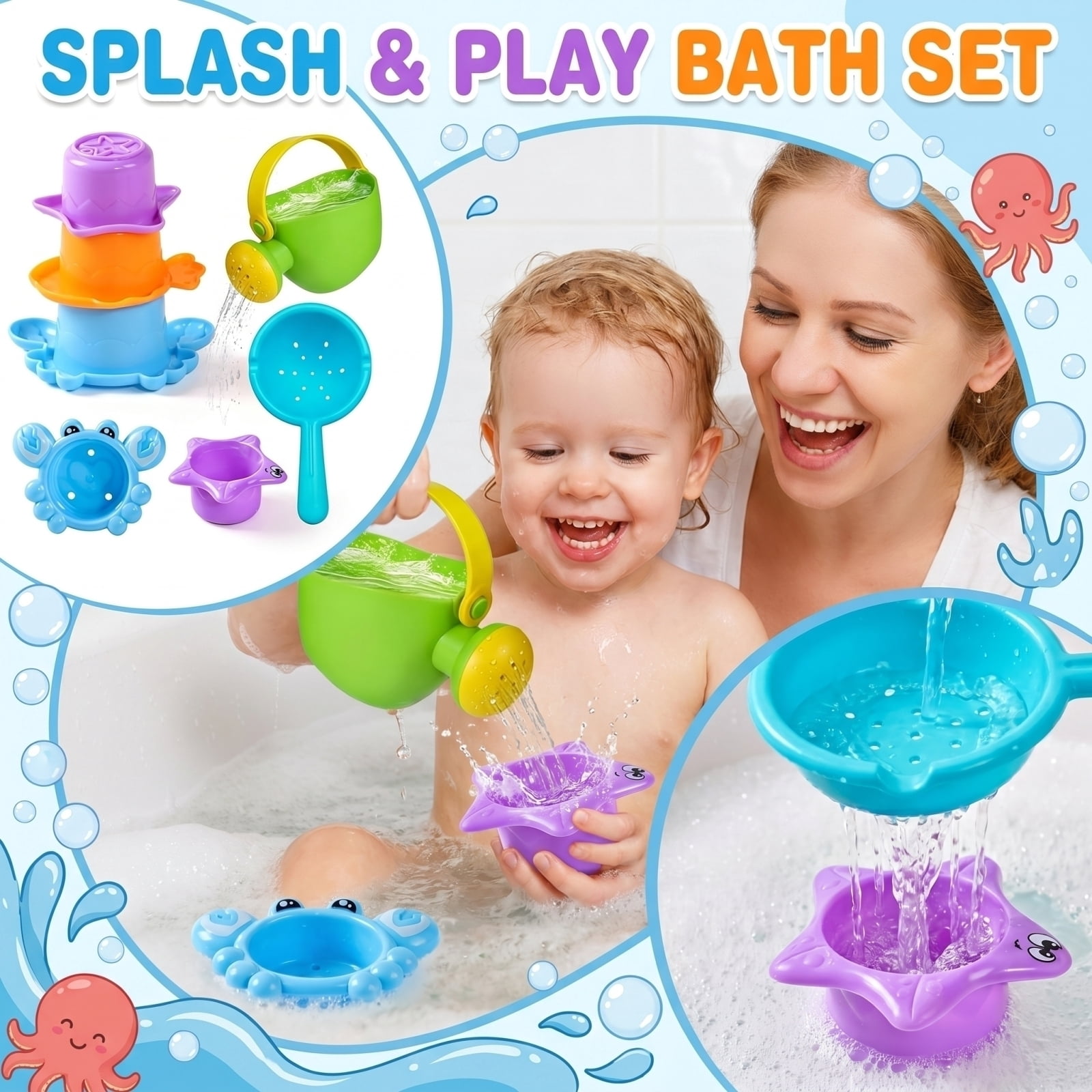 PETTEPBBLEWS Beach Sand Toys Set for Kids, Outdoor Sandbox Activity Kit with Watering Tool, Spoon, and 3 Stacking Cups (Green, 5-Piece Set) e1dol