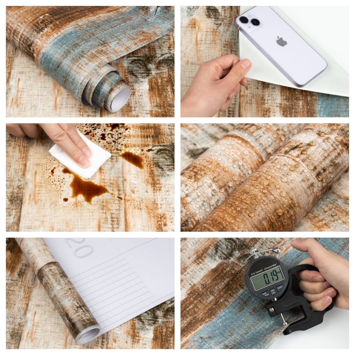 Abyssaly Wood Grain Peel and Stick Wallpaper, Waterproof Self-Adhesive Decorative Contact Paper for Home Decor (Brown, 17.7 in x 118 in) wmhb9