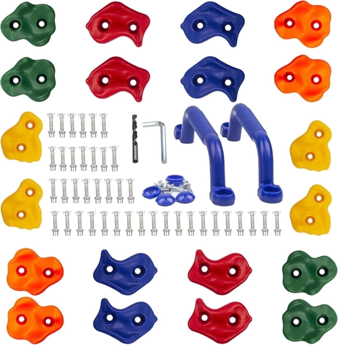 KINSPORY Rock Wall Climbing Holds Set for Kids with Handles (Blue, 20pc) 3gh2i