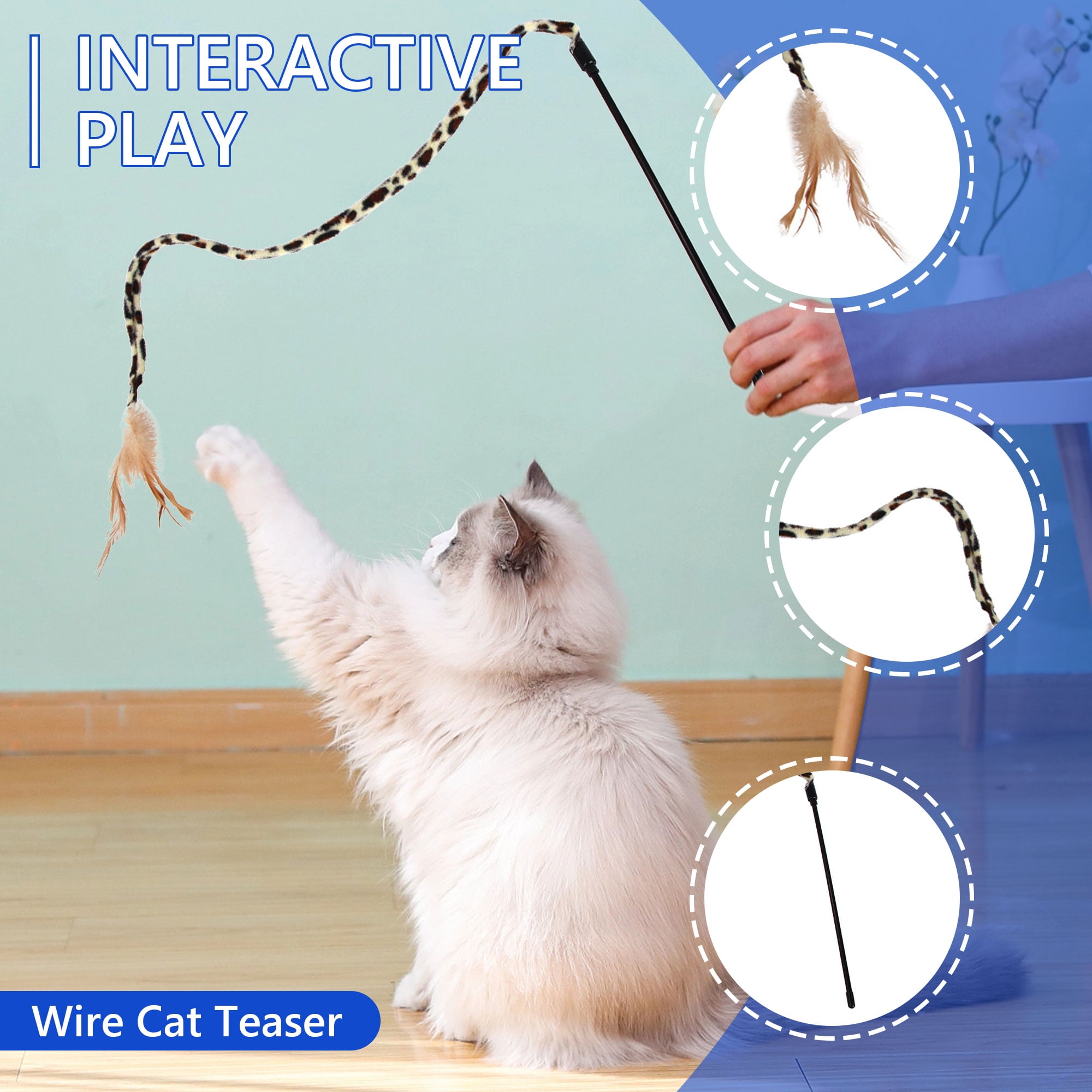 Semfri Interactive Cat Toy Set with Collapsible Tunnel and Feather Teaser Wands (22 Piece Set) pjt9f - Image 6