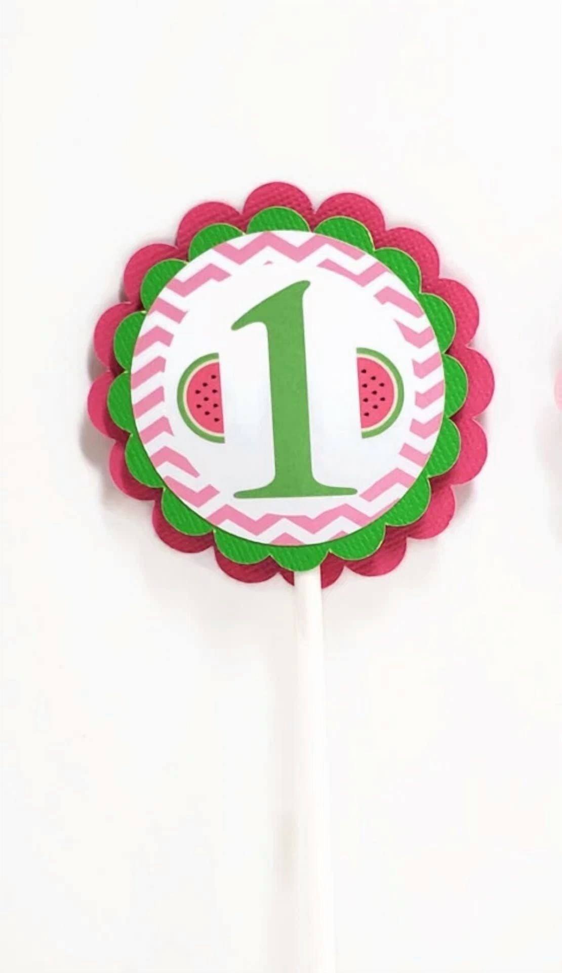 Knack Watermelon Cupcake Toppers One In A Melon Summer Birthday Party Decorations (12 Pack) 4yynm