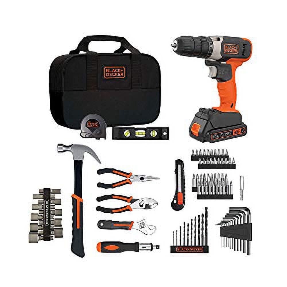 BLACK+DECKER 20V Cordless Drill and Driver Project Kit (Black, 83 Piece Set) dyeyv
