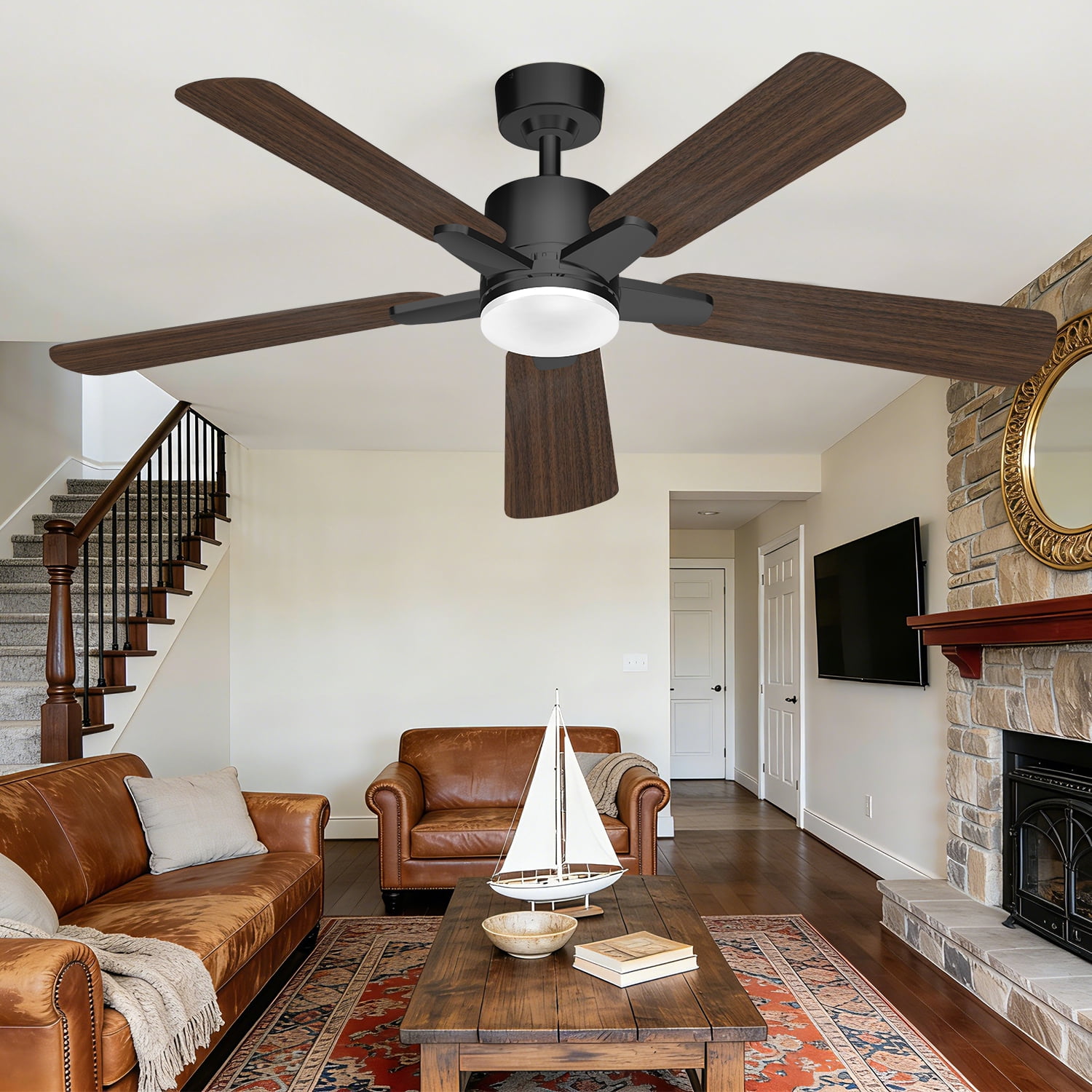 Mainstays 52 in Ceiling Fan with LED Light and Remote Control (Black, 52 in) 9j74a - Image 11