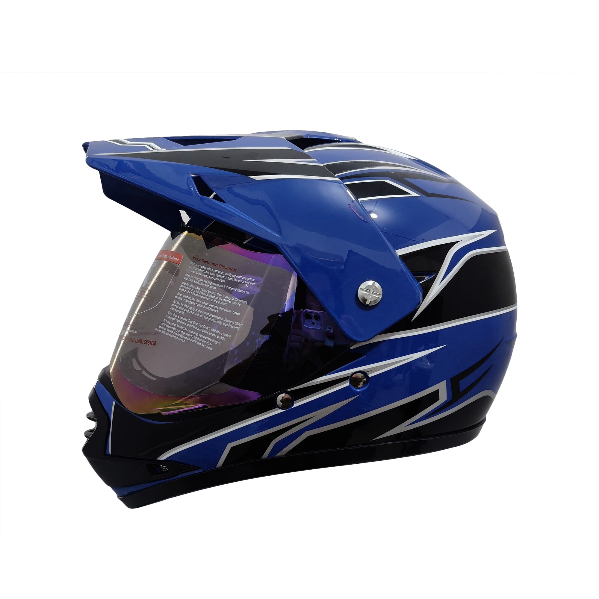 HHH Youth Full Face Dirt Bike Helmet with Visor (Blue, X-Large) ncbr2