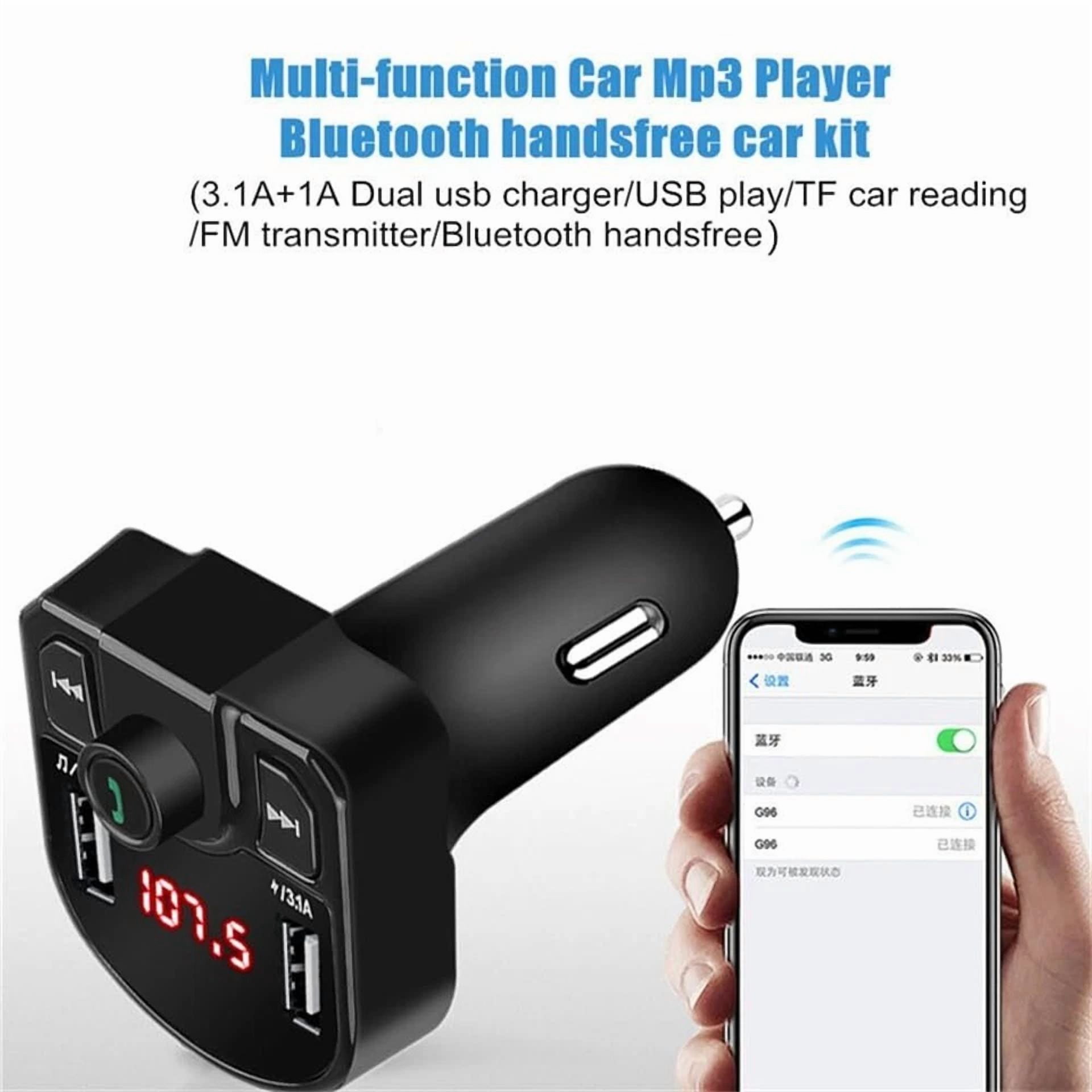 Rhea Car FM Transmitter Bluetooth Hands-Free Receiver Stereo Music Player (Universal) cv3gn