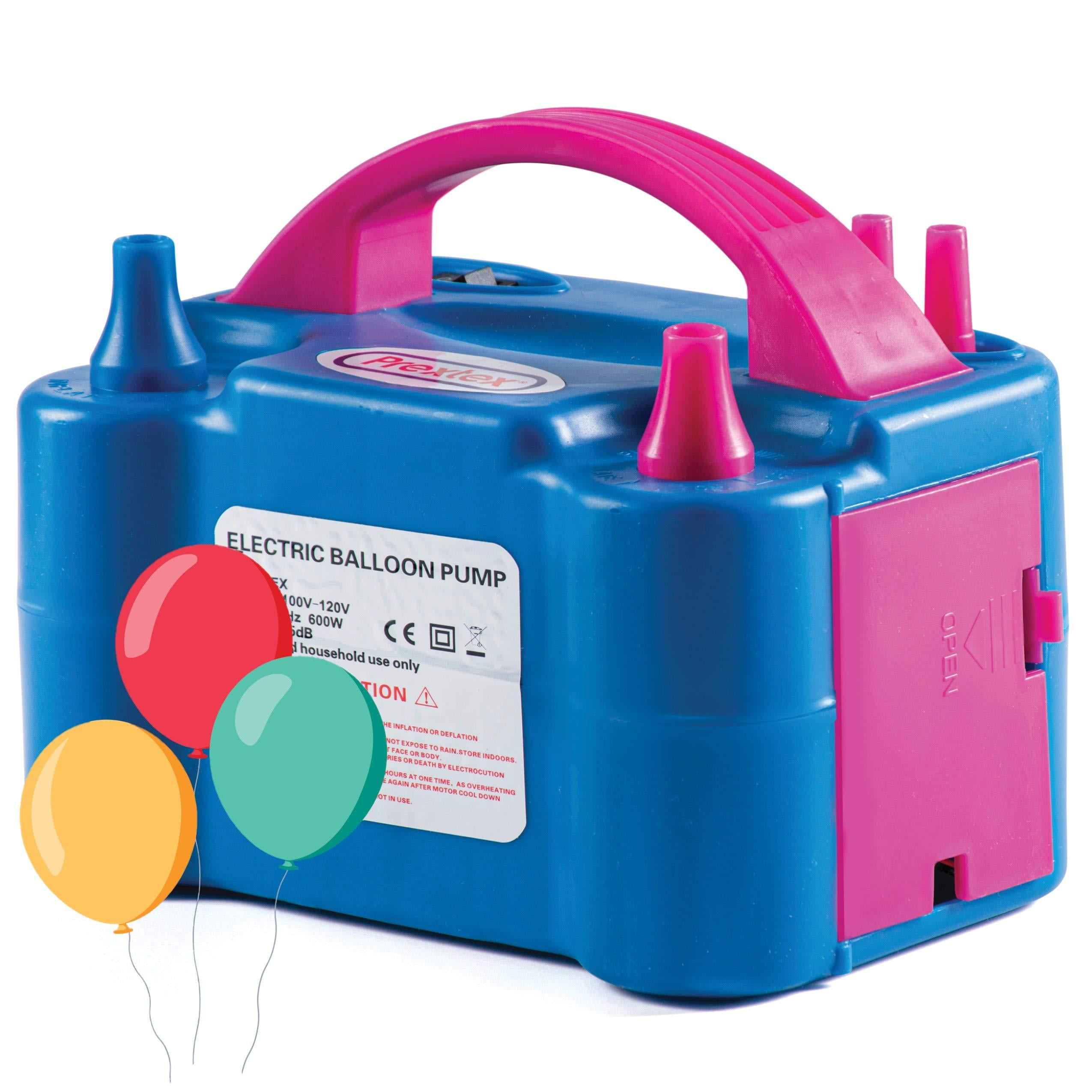 Prextex Electric Balloon Pump Dual Nozzle Portable Air Inflator for Party Decorations (Blue, 110V) k2837