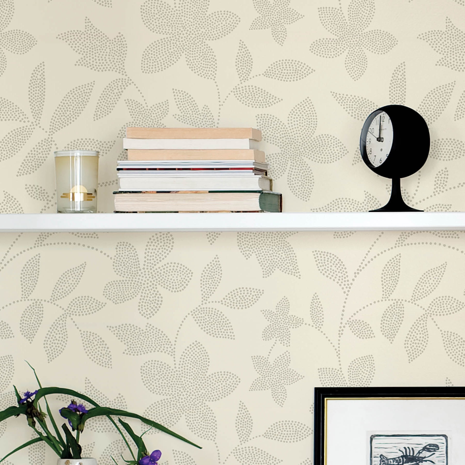 Mainstays Botanical Peel and Stick Wallpaper, Self-Adhesive Removable Wall Decor (Beige Dot, 30.75 sq ft) ff0al