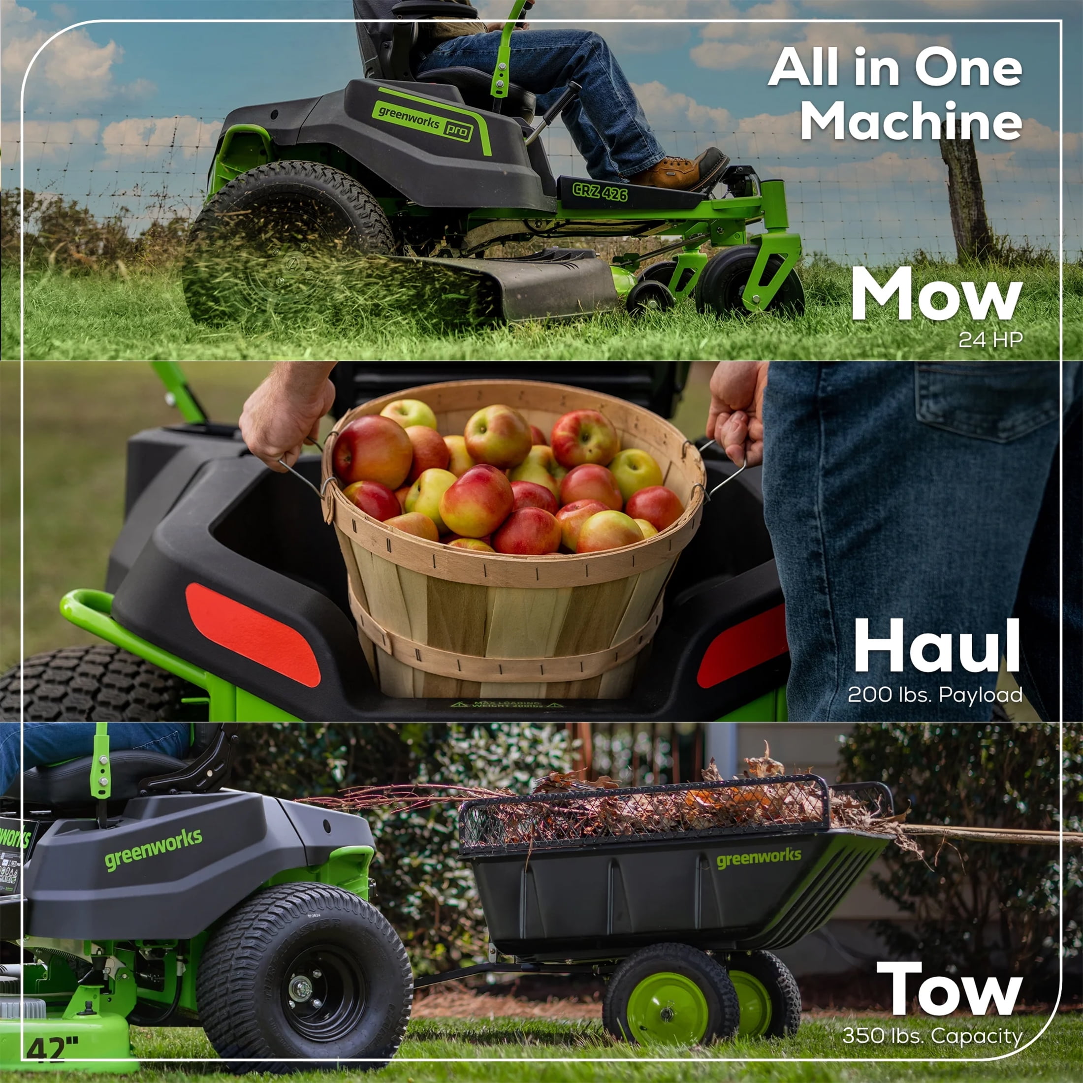 Greenworks 60V 42 in. Cordless Crossover-Z Zero Turn Riding Lawn Mower (6 Batteries, 1 Charger) v0zhx