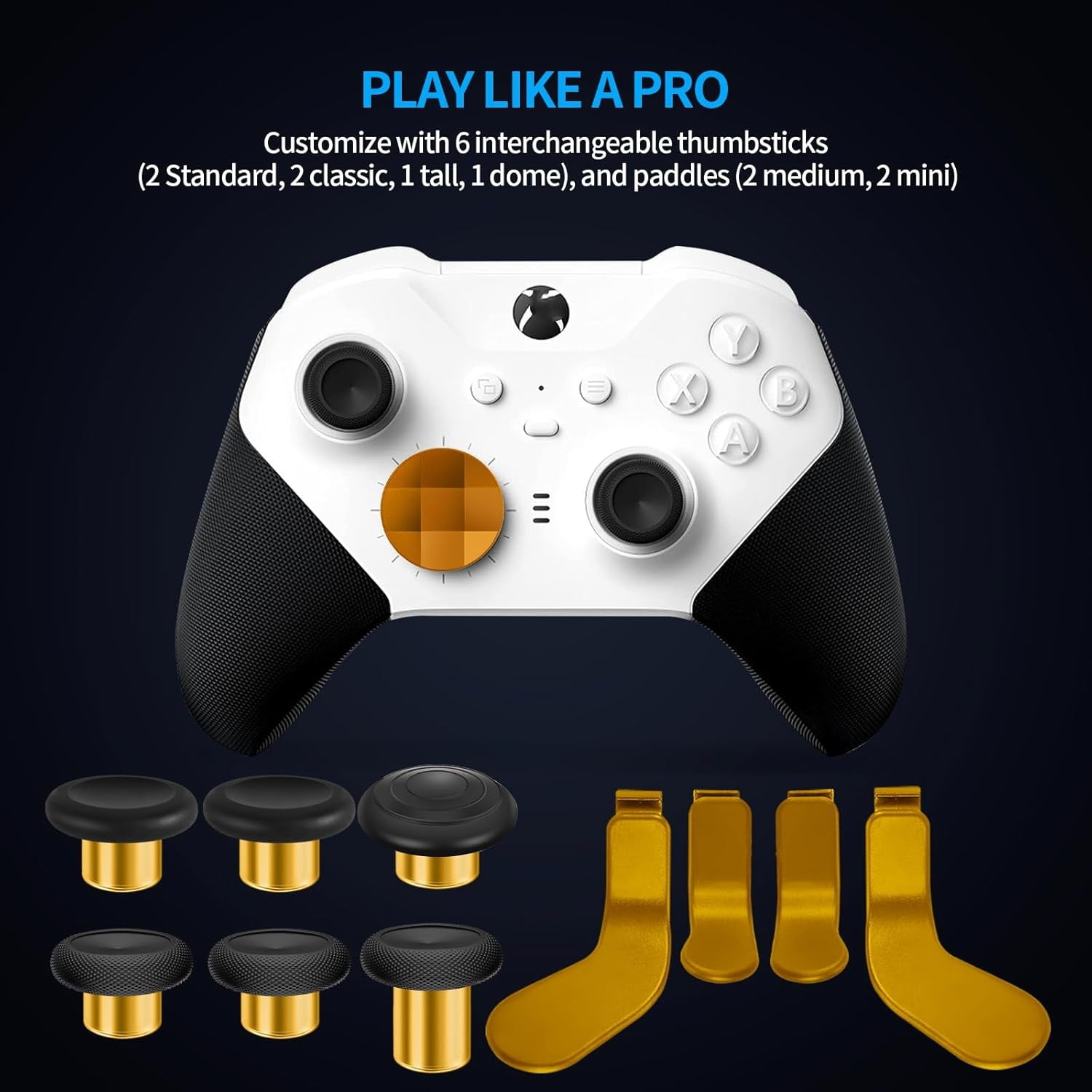 QXWPBV Controller Replacement Parts Kit for Xbox Elite Series 2 and Series 2 Core (Gold, 17-Piece Set) irnhf
