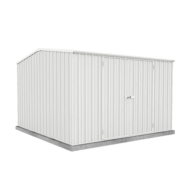 Foro Premier Metal Storage Shed, Heavy-Duty Outdoor Garden Utility Building (Surfmist, 10 ft x 10 ft) zf0wv