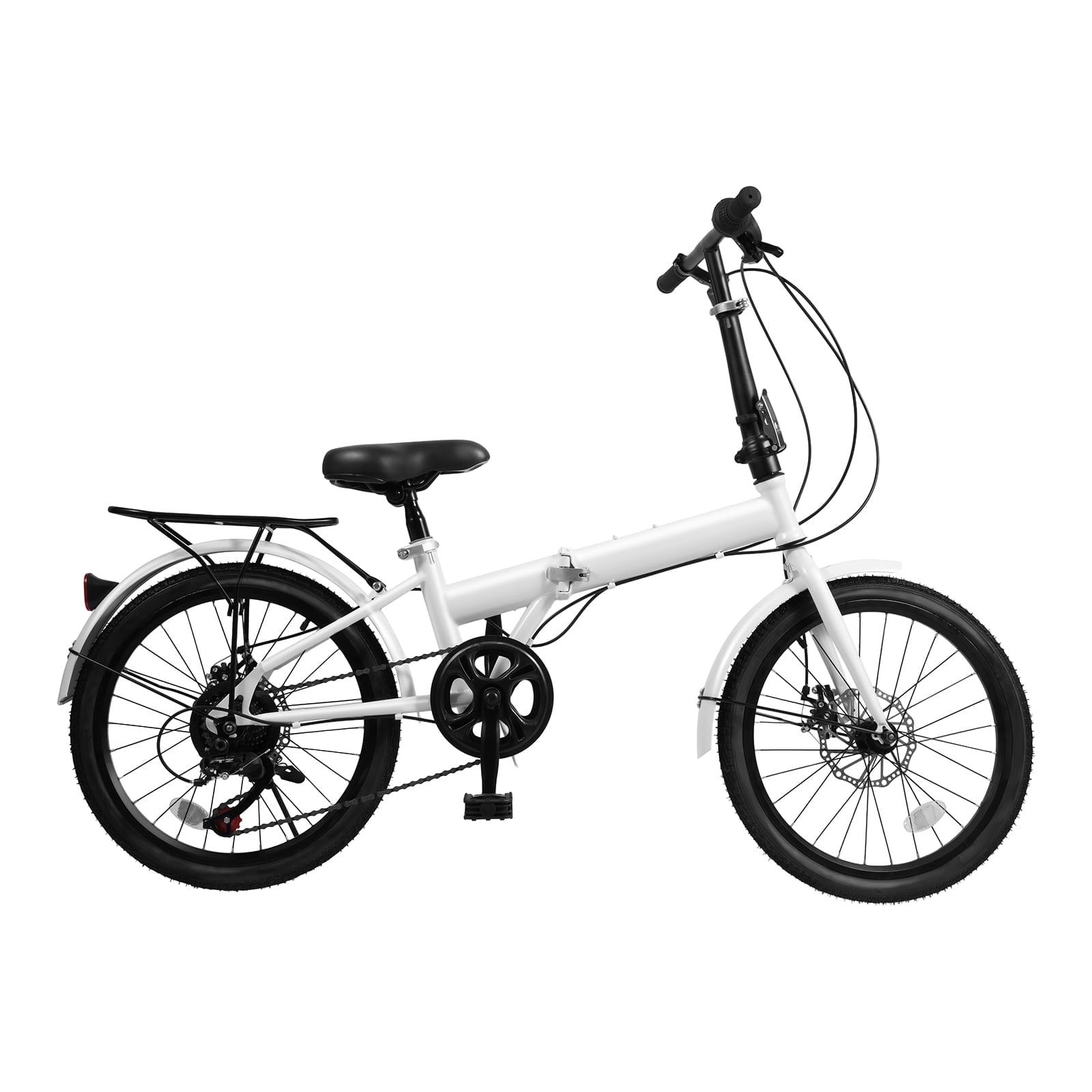 Peakora 20-Inch Folding Bicycle with 7-Speed Gear System, Adjustable Height, and Dual Disc Brakes (White, 20 in) mbvr1