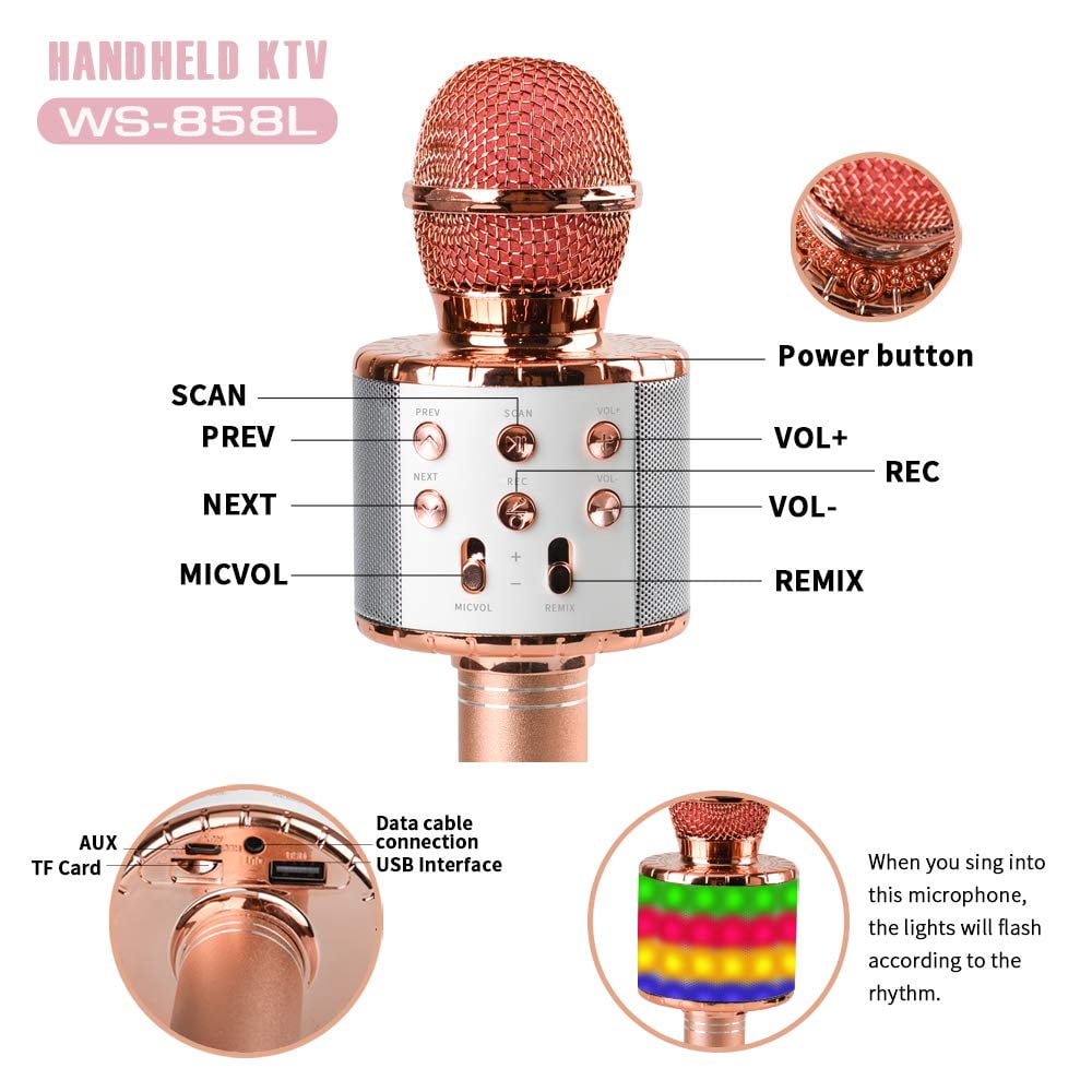 Dikence Wireless Bluetooth Karaoke Microphone for Kids (Gold, 1 Pack) 656l0 - Image 4