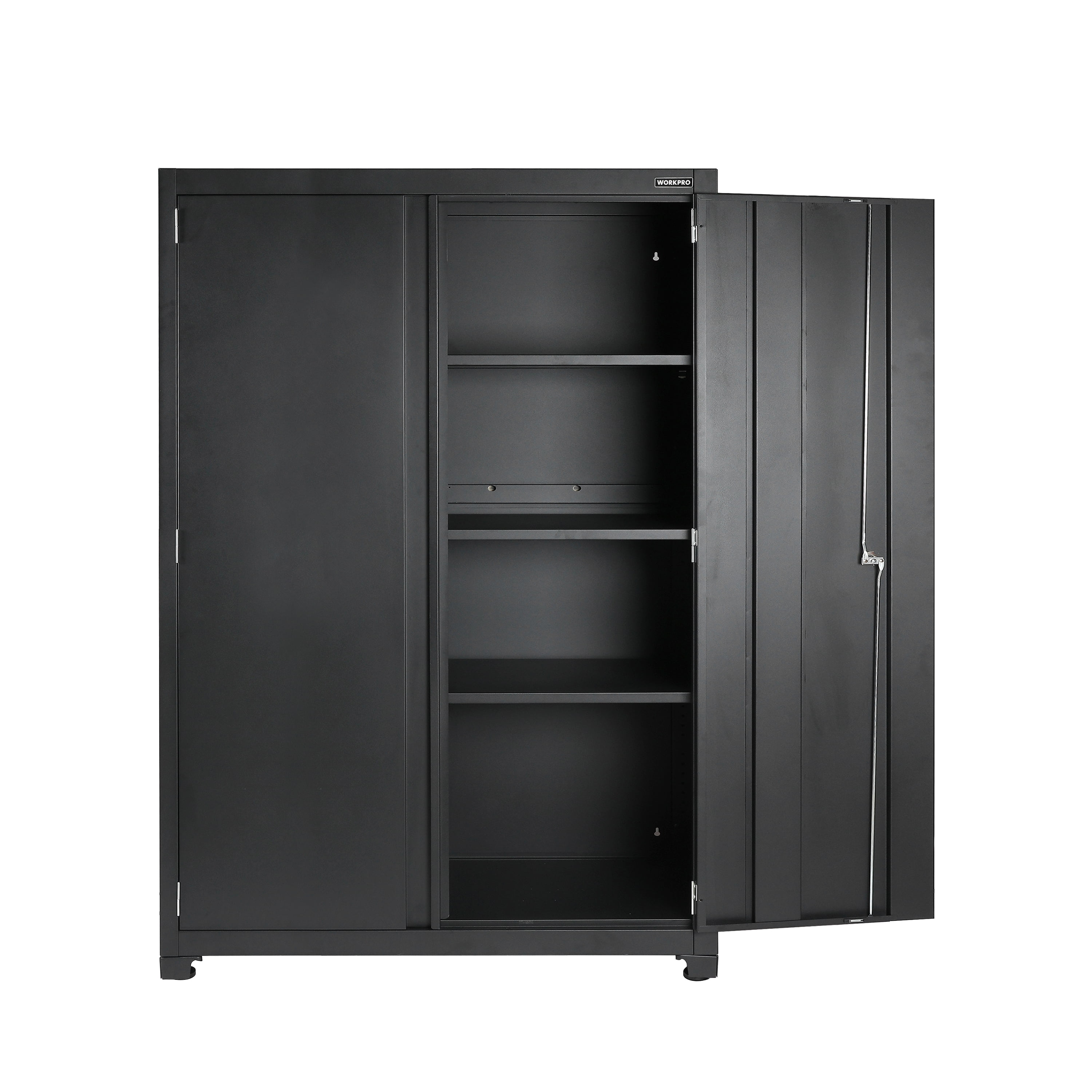 WORKPRO Heavy-Duty Garage Storage Cabinet, Adjustable Shelving Unit with Locking Doors (Black, 48 in. W x 72 in. H x 18 in. D) glwmm