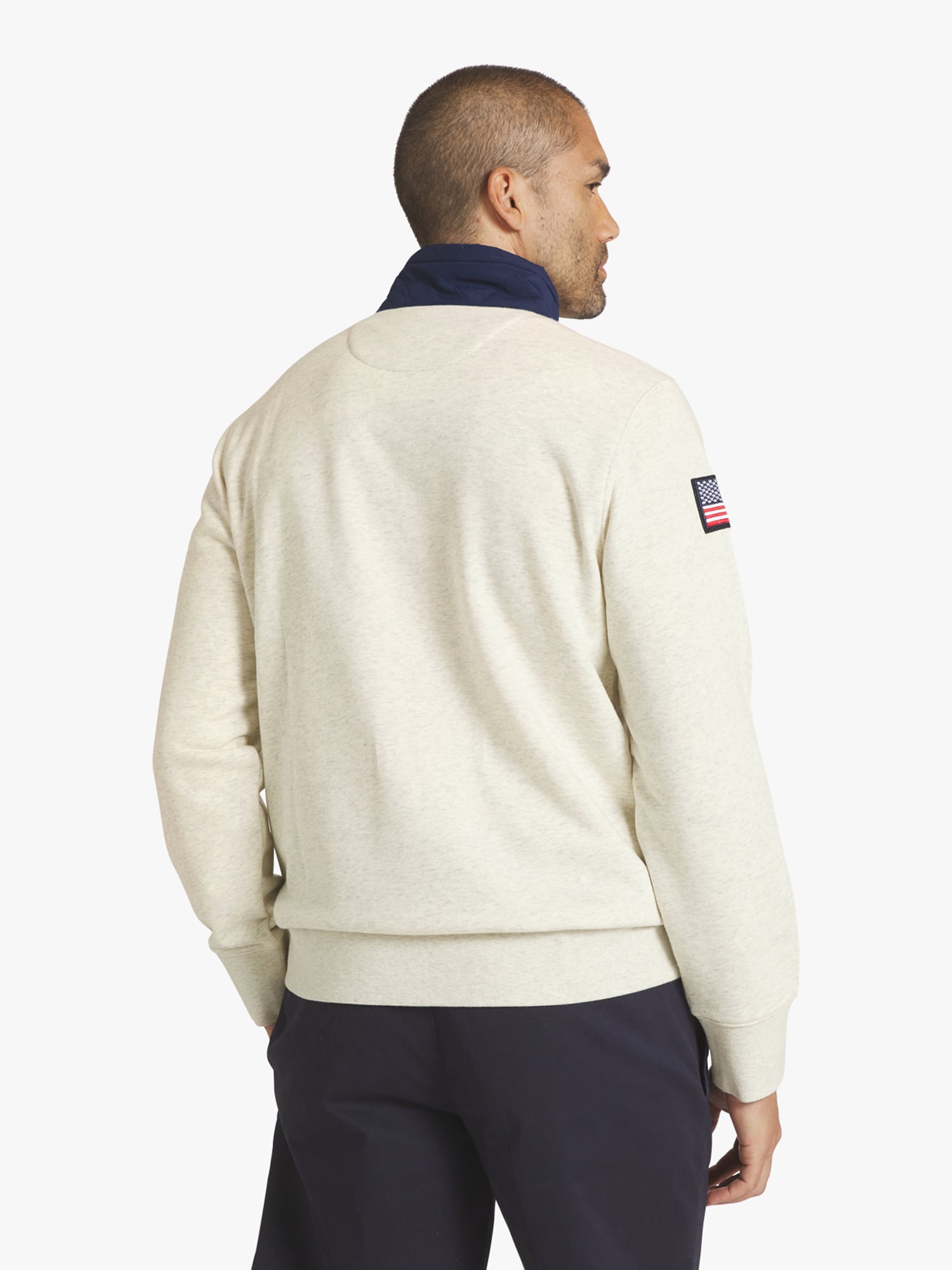 Chaps Men's Island French Terry Quarter Zip Sweatshirt (Beige, S) 9mhm0