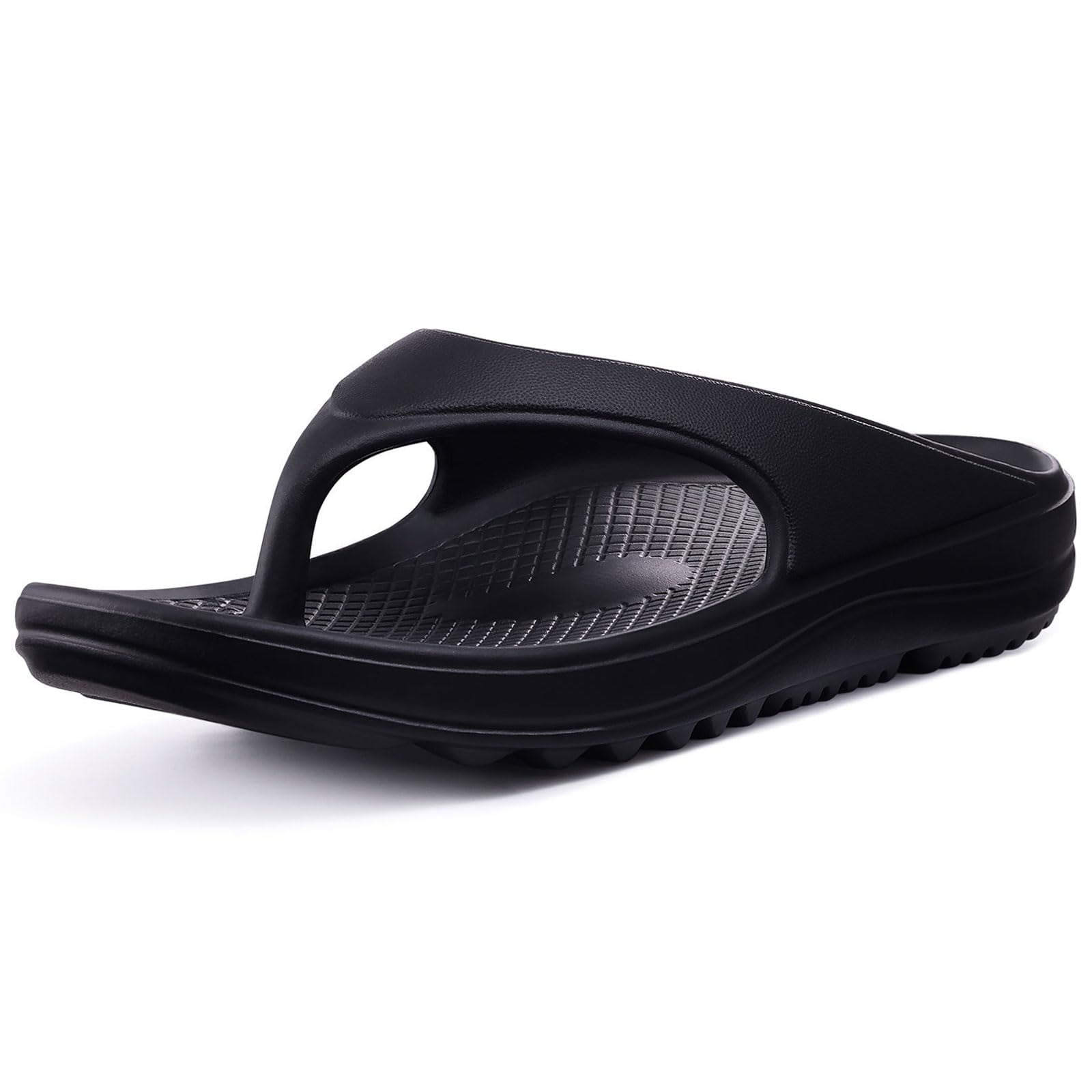Litfun Orthotic Flip Flops for Women, Arch Support Recovery Sandals, Pillow Soft EVA Platform Shoes (Black, 9 US) gqmfz