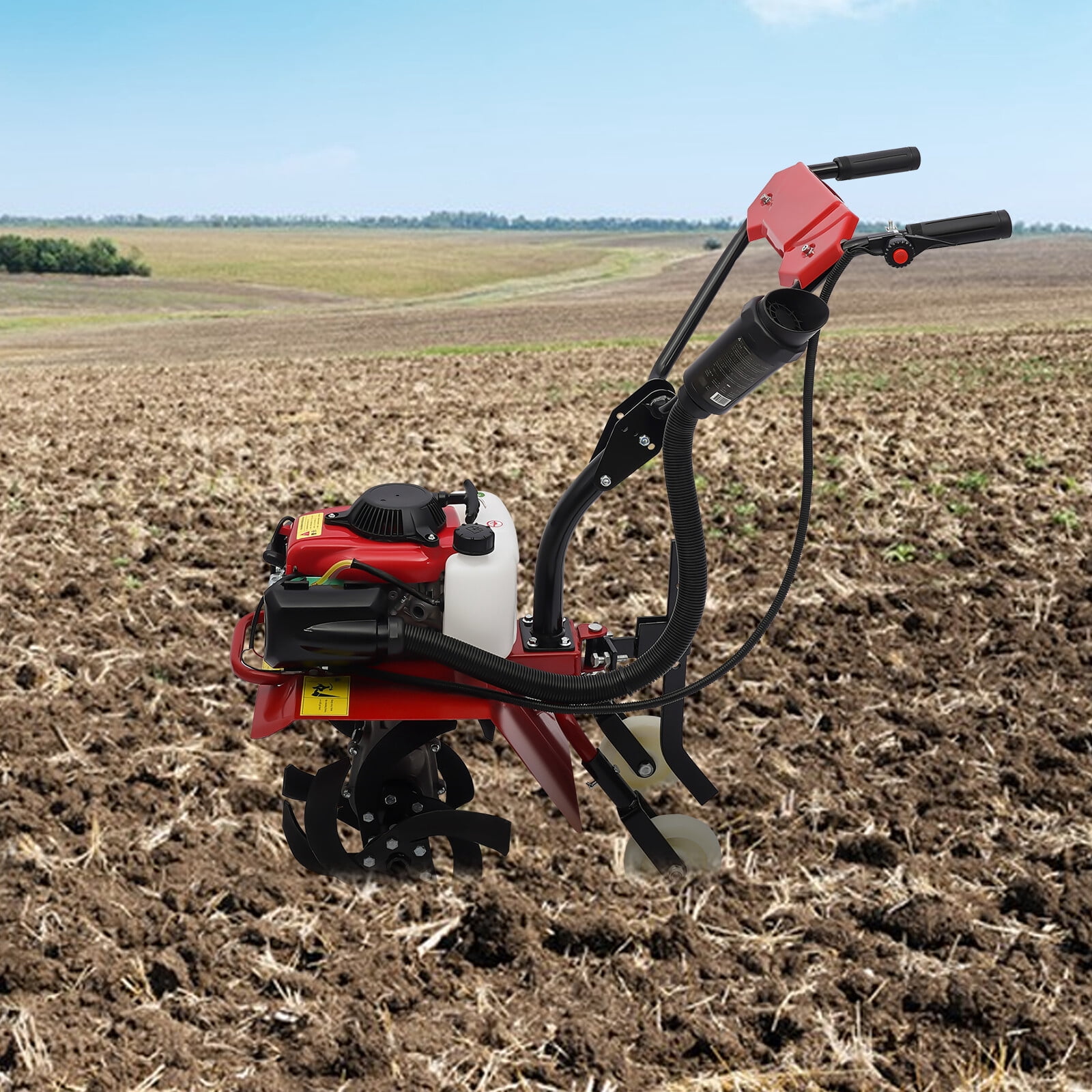 Miumaeov 63cc 4-Stroke Gas-Powered Front Tine Tiller, Heavy-Duty Garden Cultivator for Soil Prep (13.8 in Tilling Width) oonjs