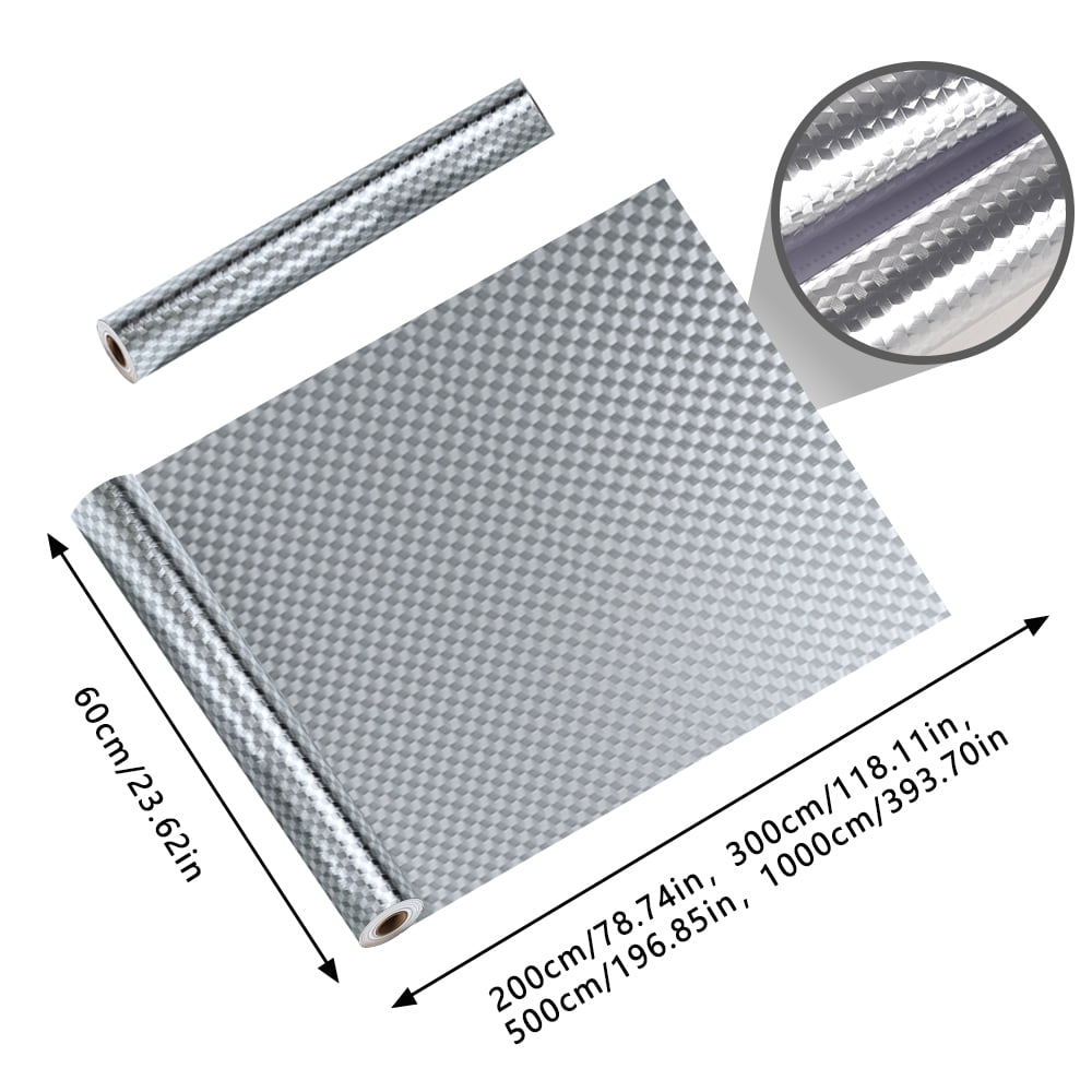 proprodiudiu Kitchen Backsplash Wallpaper Oil-Proof Heat-Resistant Aluminum Foil Peel and Stick Contact Paper (Clear, 23.6 in x 196 in) ebmk3