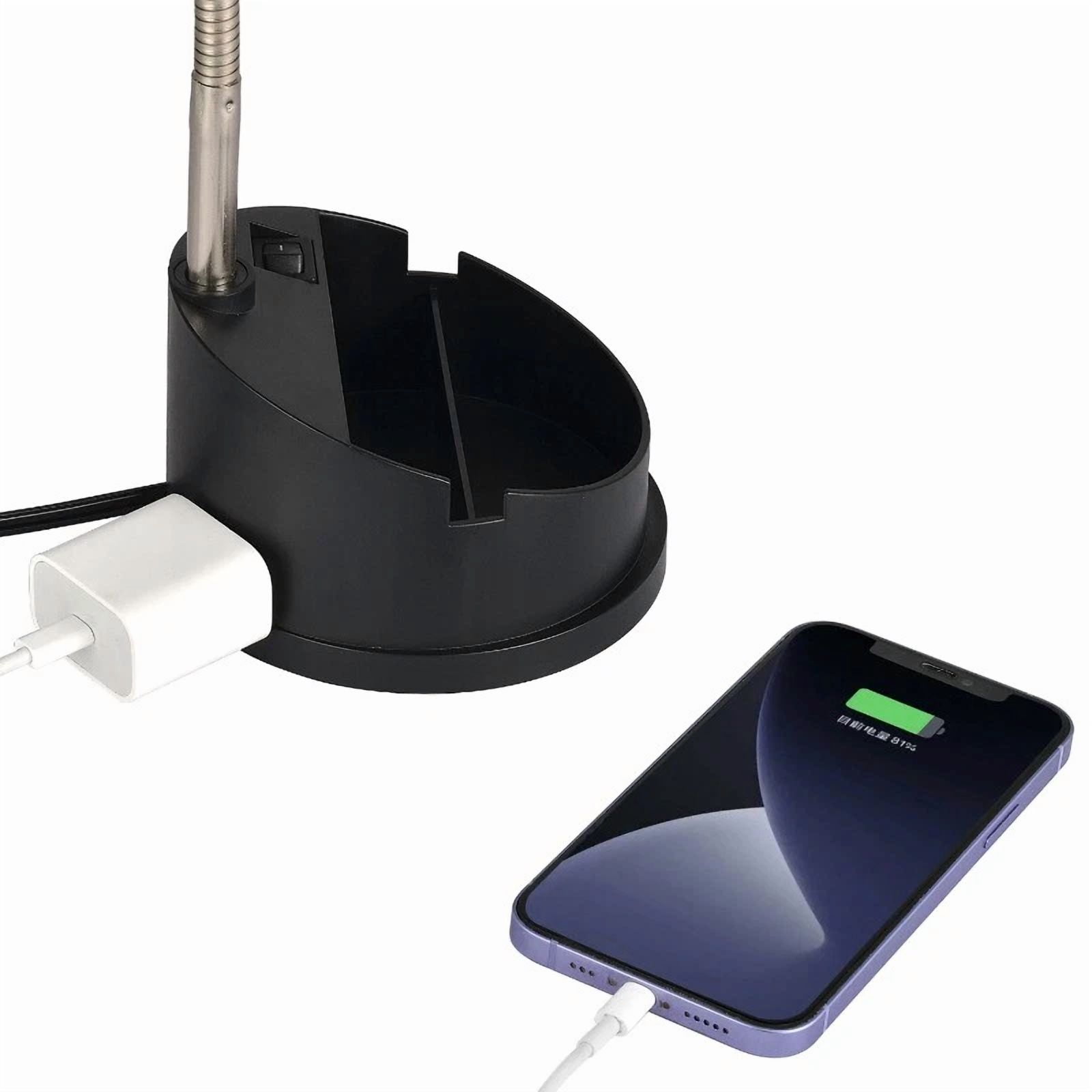 KLYNE LED Desk Organizer Lamp with AC Outlet (Modern Plastic, 14 in) f701l