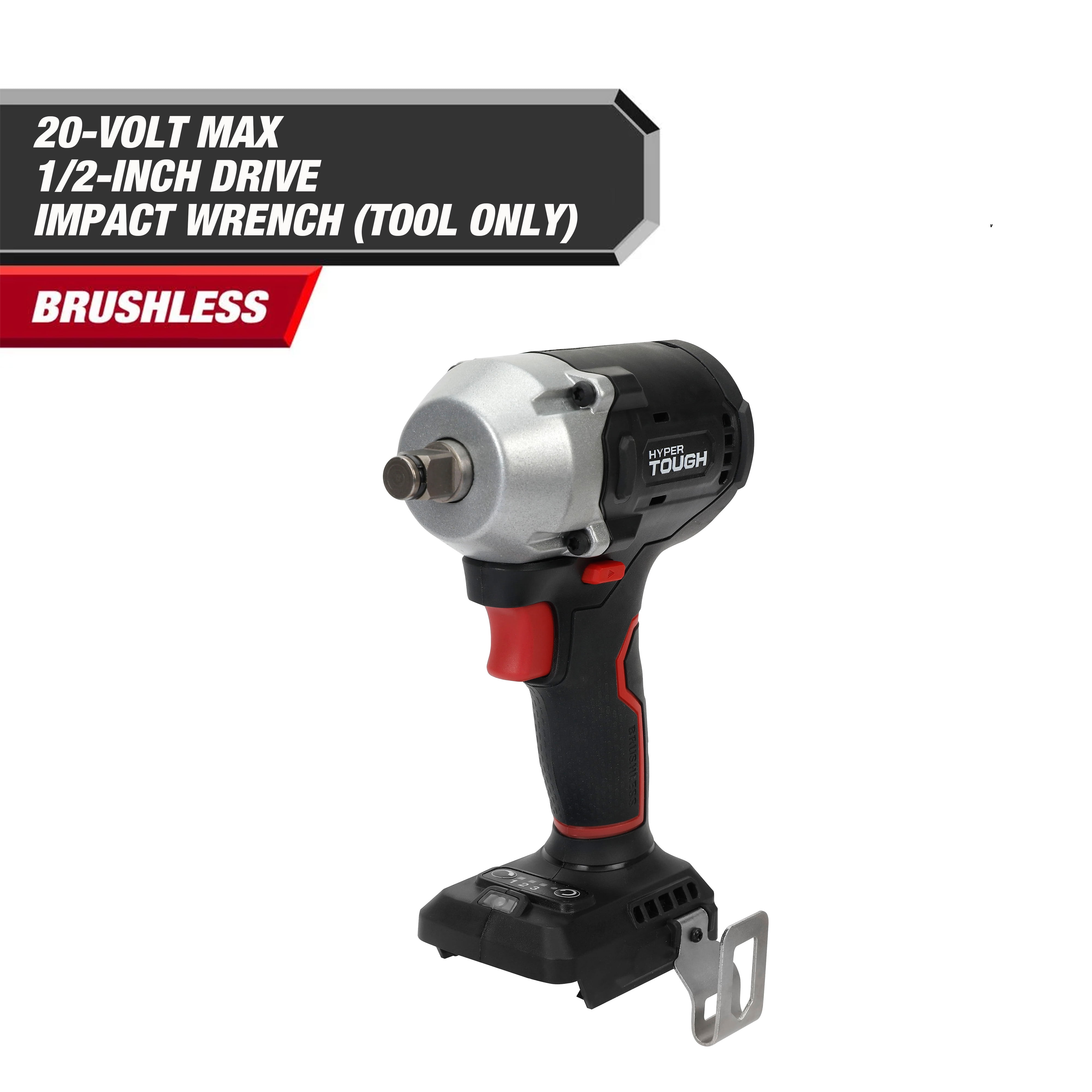Hyper Tough 20V Max Brushless Cordless Impact Wrench 1/2-inch Drive 350 ft-lbs Torque (Black, Tool Only) i7nv4