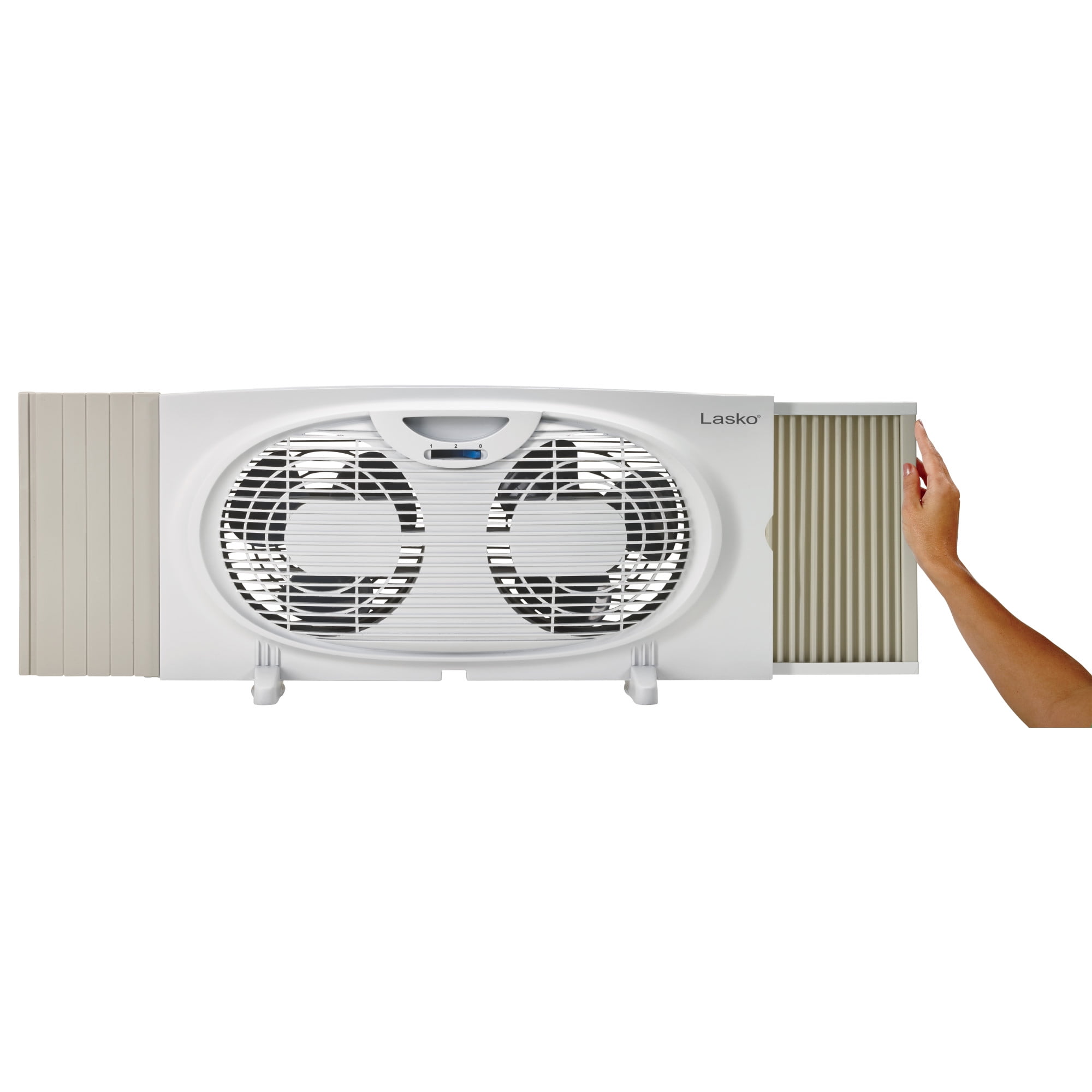 Lasko 10 in. 2-Speed Twin Window Fan with Expanding Side Panels (White, 10 in.) lk9x2
