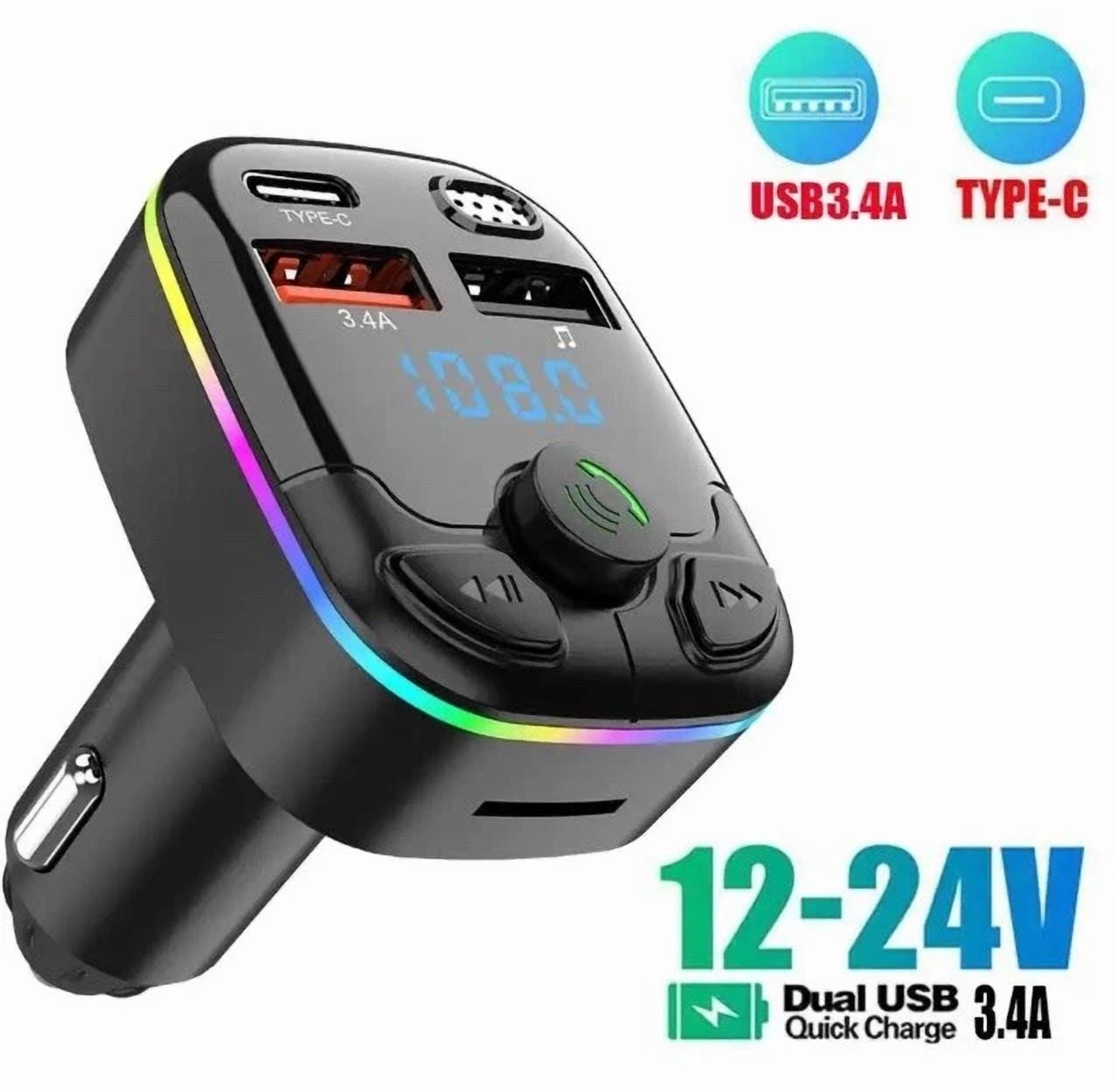 Knack Bluetooth 5.0 Wireless FM Transmitter Car Adapter with USB PD Fast Charger and Hands-Free Calling (1 Pack) 7w4rc
