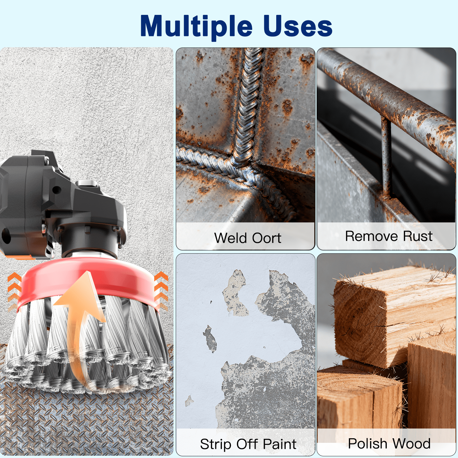 BURMONG 7-Piece Wire Wheel Brush Set for 4.5 in Angle Grinder, Heavy-Duty Carbon Steel Knotted and Crimped Cup Brushes (3 in and 4 in, 5/8 in-11 UNC Arbor) afk9w
