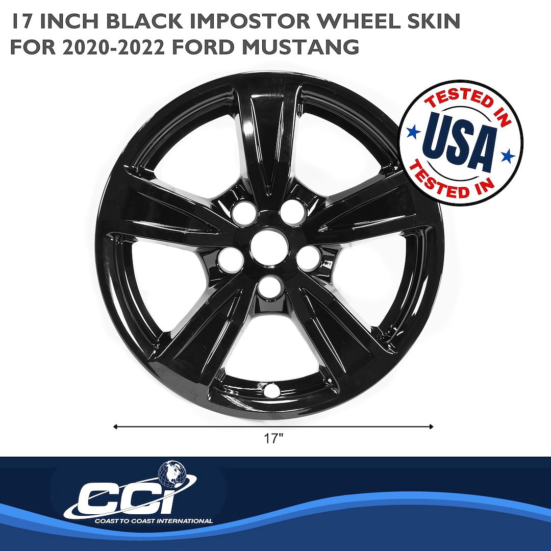Coast to Coast Accents Impostor Wheel Skin Set for 2020-2021 Ford Mustang (Gloss Black, 17 in, 4-Pack) zlcrx