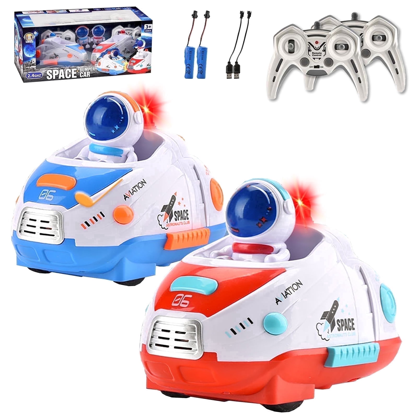 Kivdit RC Ejecting Bumper Cars, 2-Player Remote Control Battle Set with LED Lights and Sound (Red and Blue, 2 Pack) gixpx