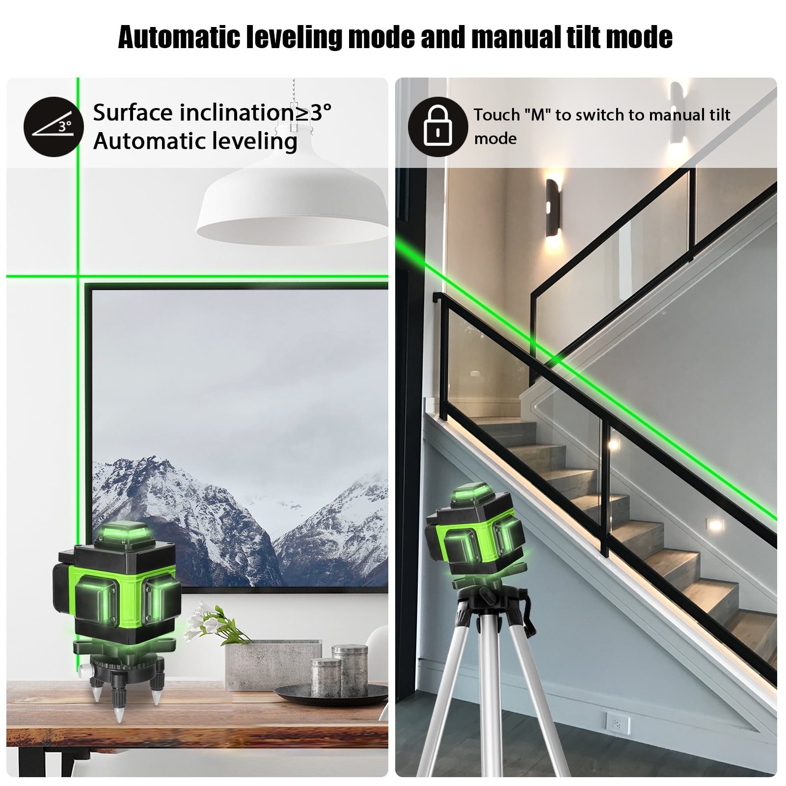 WMWZM 16-Line Green Laser Level with Remote (4x360 Degree Self-Leveling Tool for Construction and Tiling) stv10