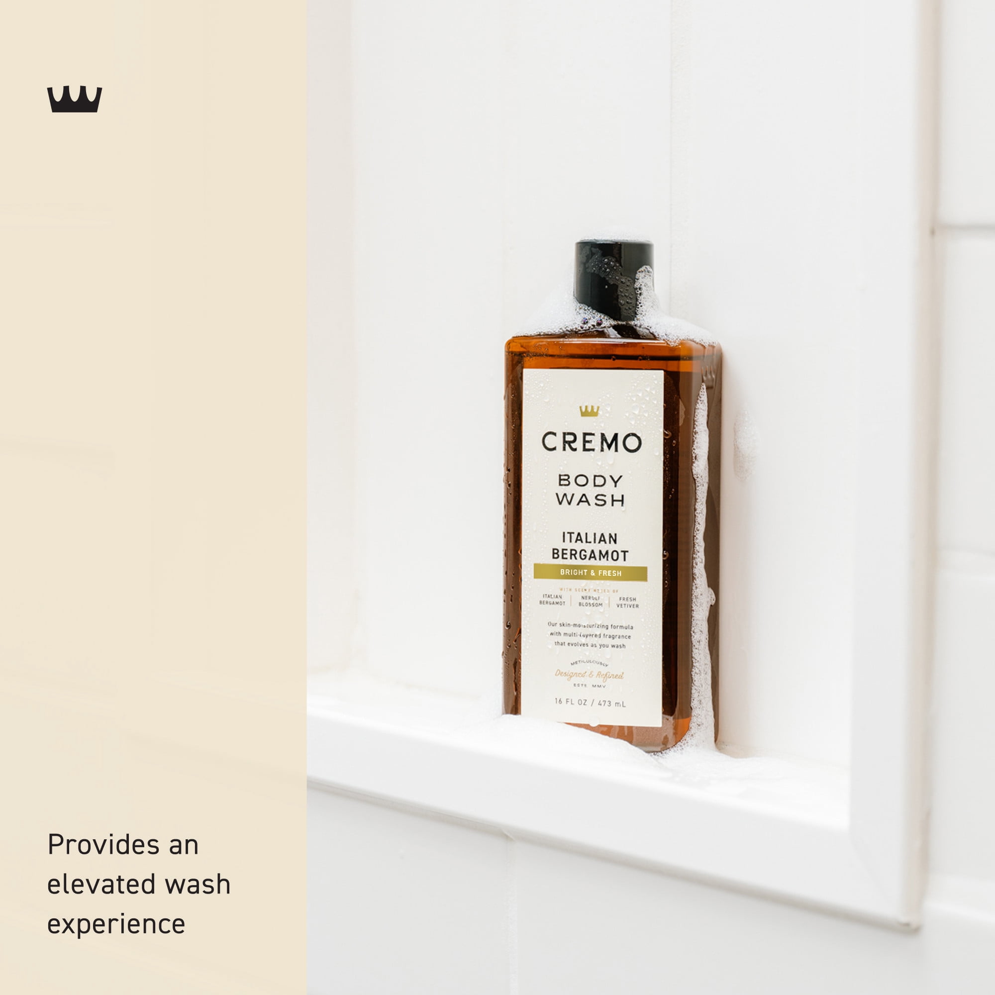 Cremo Men's Body Wash, Italian Bergamot Scent, Moisturizing Formula (16 fl oz) 4qkit