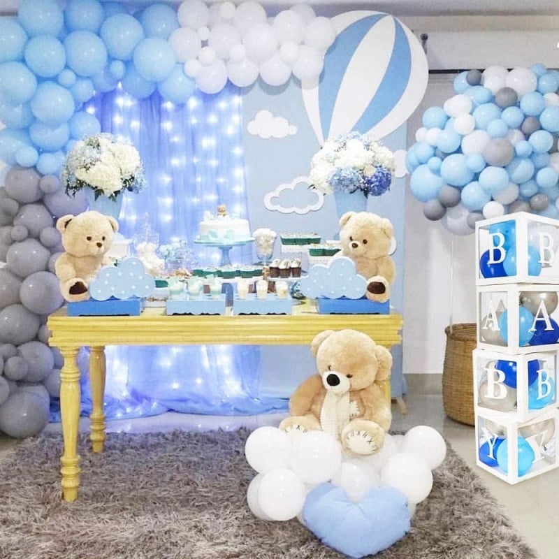 MMTX 142pcs Balloon Garland Arch Kit for Birthday Wedding Party Decoration (Blue, White, Gray, 142 Pieces) km4nq