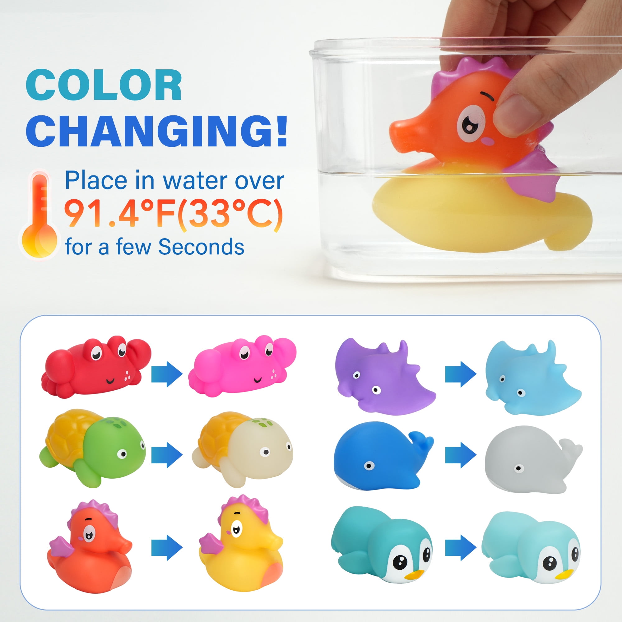 BenBen Color Changing Ocean Animal Bath Toys (6 Piece Set) rkfpu