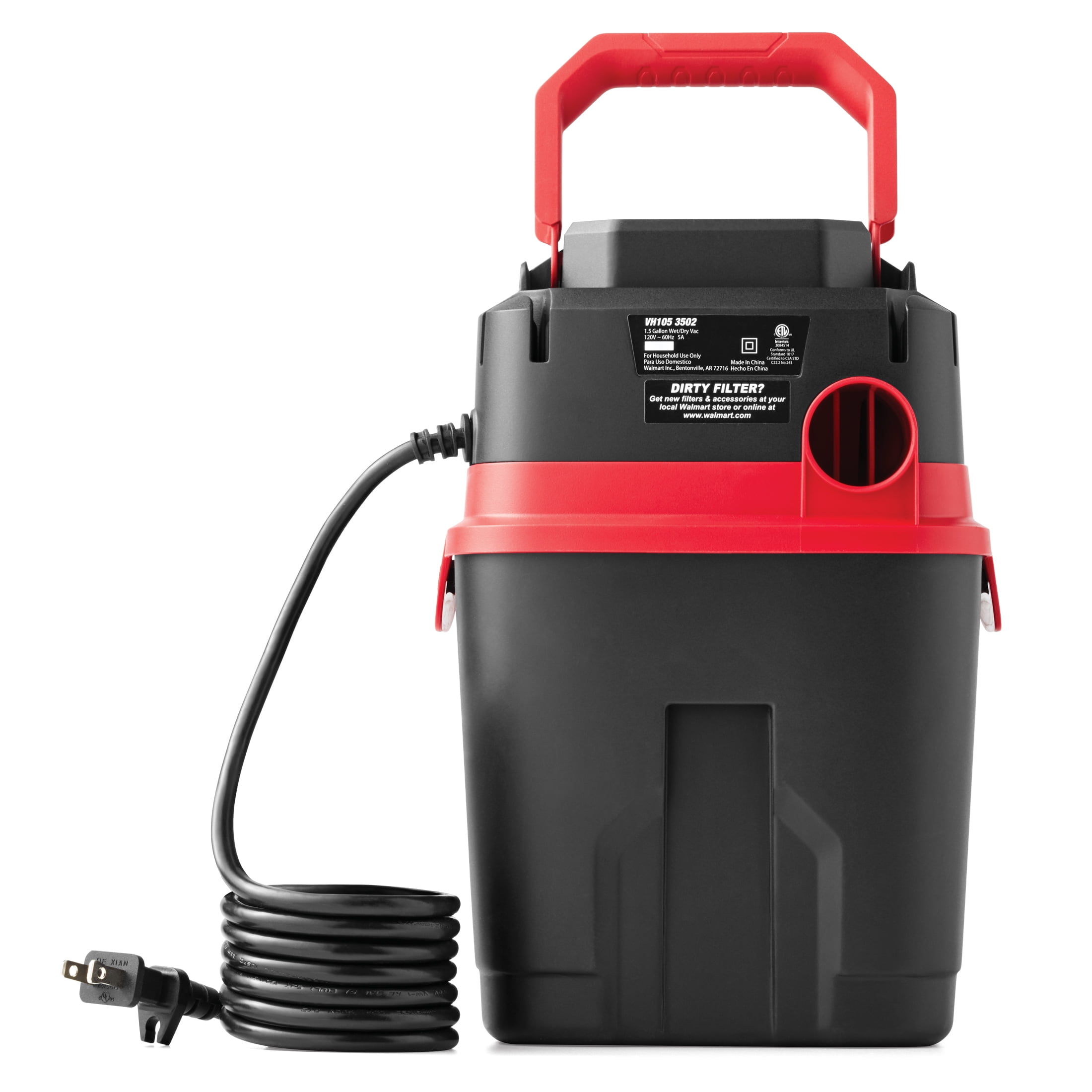 Hyper Tough Wet/Dry Vacuum Cleaner, Portable Handheld Shop Vac for Home and Garage (Black, 1.5 gal) hyadm