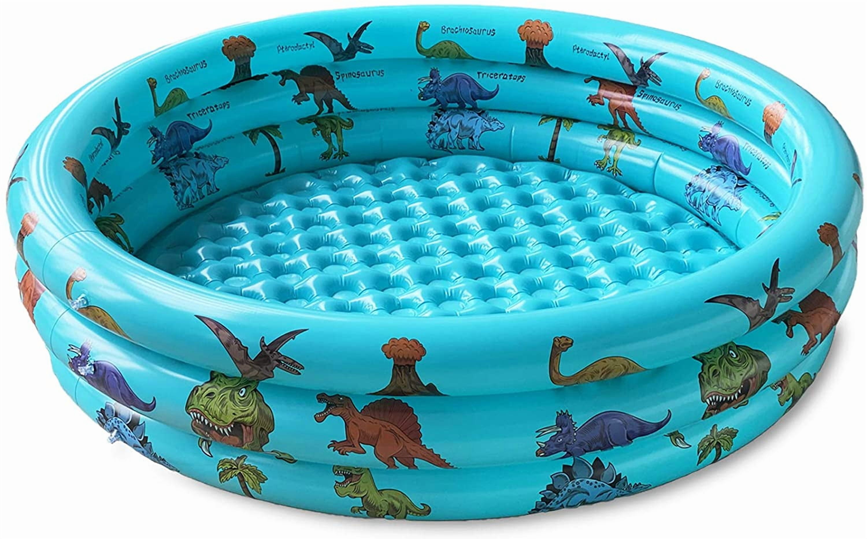 10Leccion Dinosaur Inflatable Kids Pool, Durable Round Swimming Pool for Toddlers, Portable Ball Pit (Blue, 57 in x 15 in) 6a2il