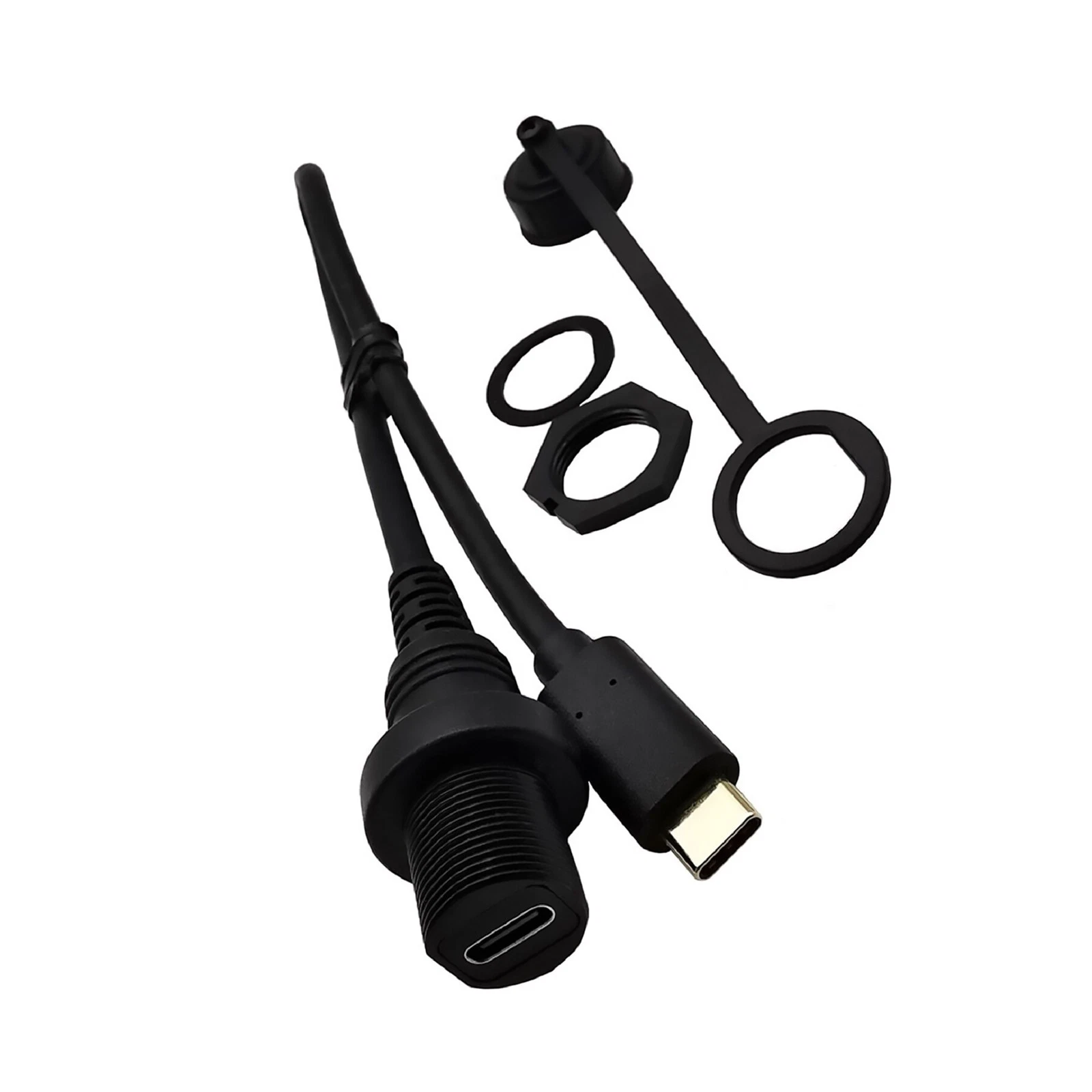 Rhea USB 3.1 Type-C Extension Cable Male to Female Waterproof Dashboard Mount (3 ft) czial