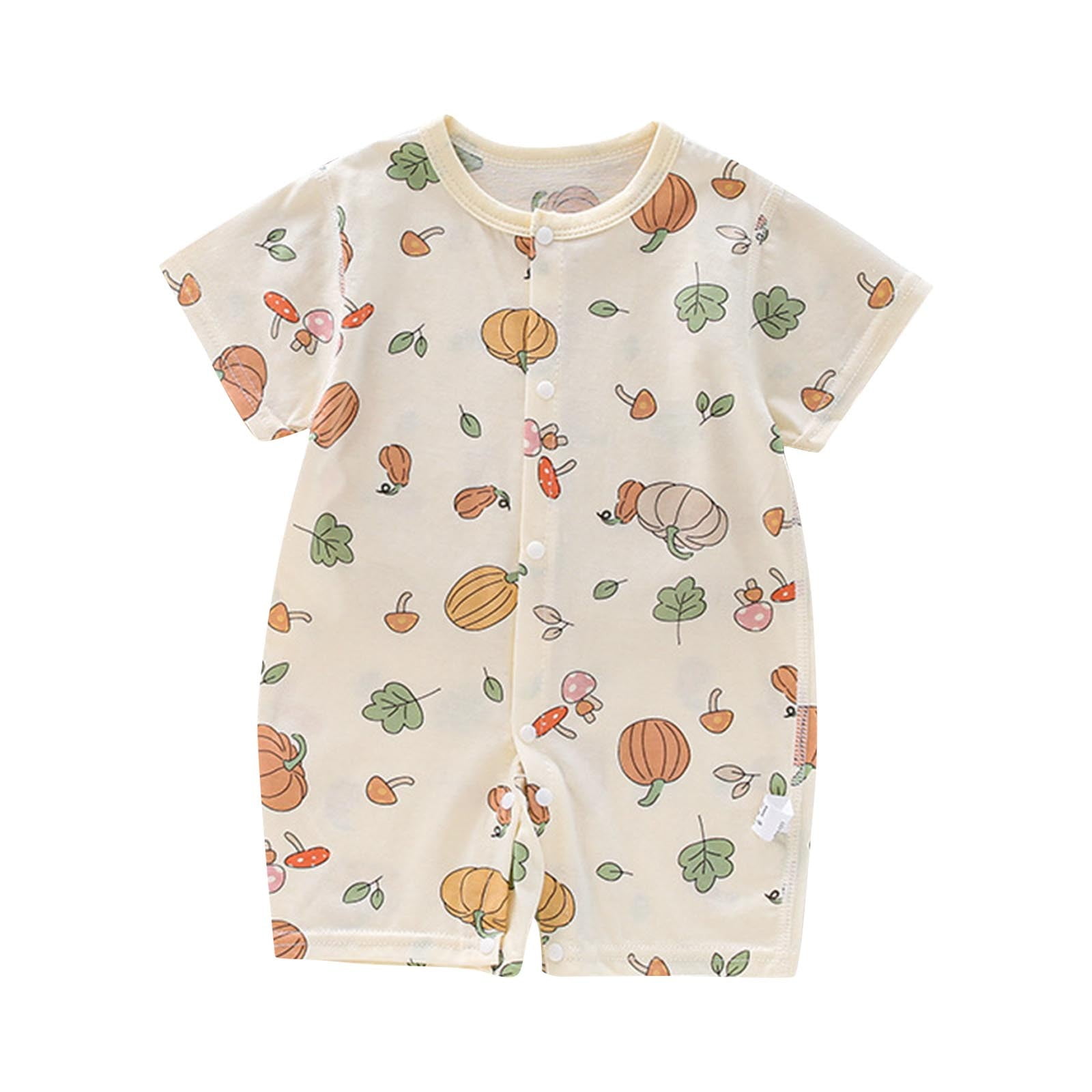 Bovxnpu Infant Baby Cotton Bodysuit Short Sleeve Breathable Summer Romper (Beige, 6 Months) n0pv3